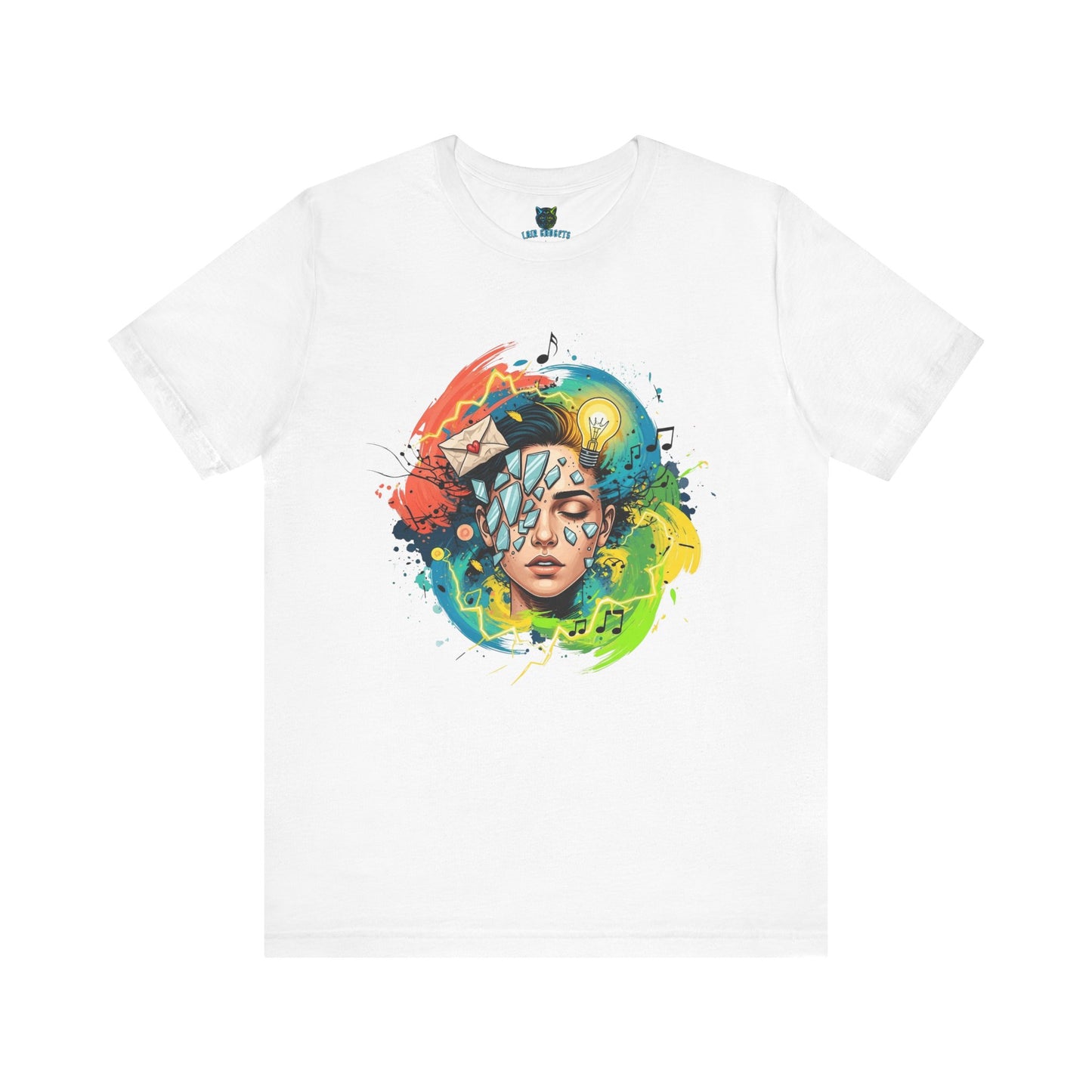 Remnants T-Shirt, Abstract Art Tee, Creative Mind Shirt, Broken Glass Tee, Light Bulb T Shirt, Music T Shirt, Colorful Graphic Tee