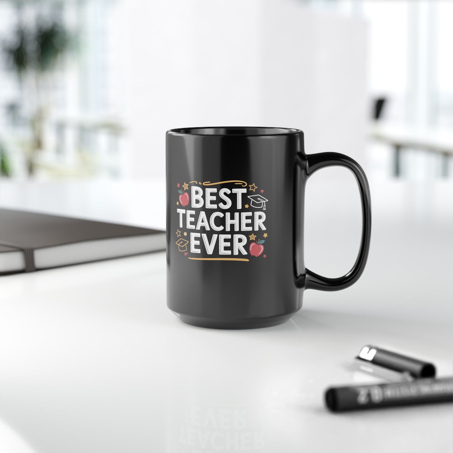 Best Teacher Ever Black Coffee Mug 15 oz – Teacher Appreciation Gift Mug by Lair Gadgets