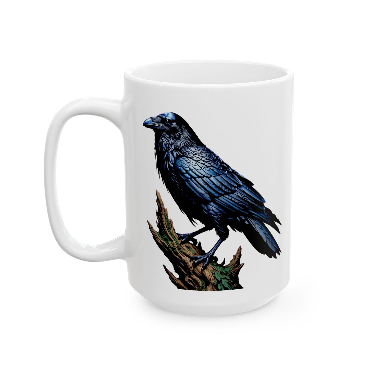 Raven Lover White Ceramic Mug, (11oz, 15oz)