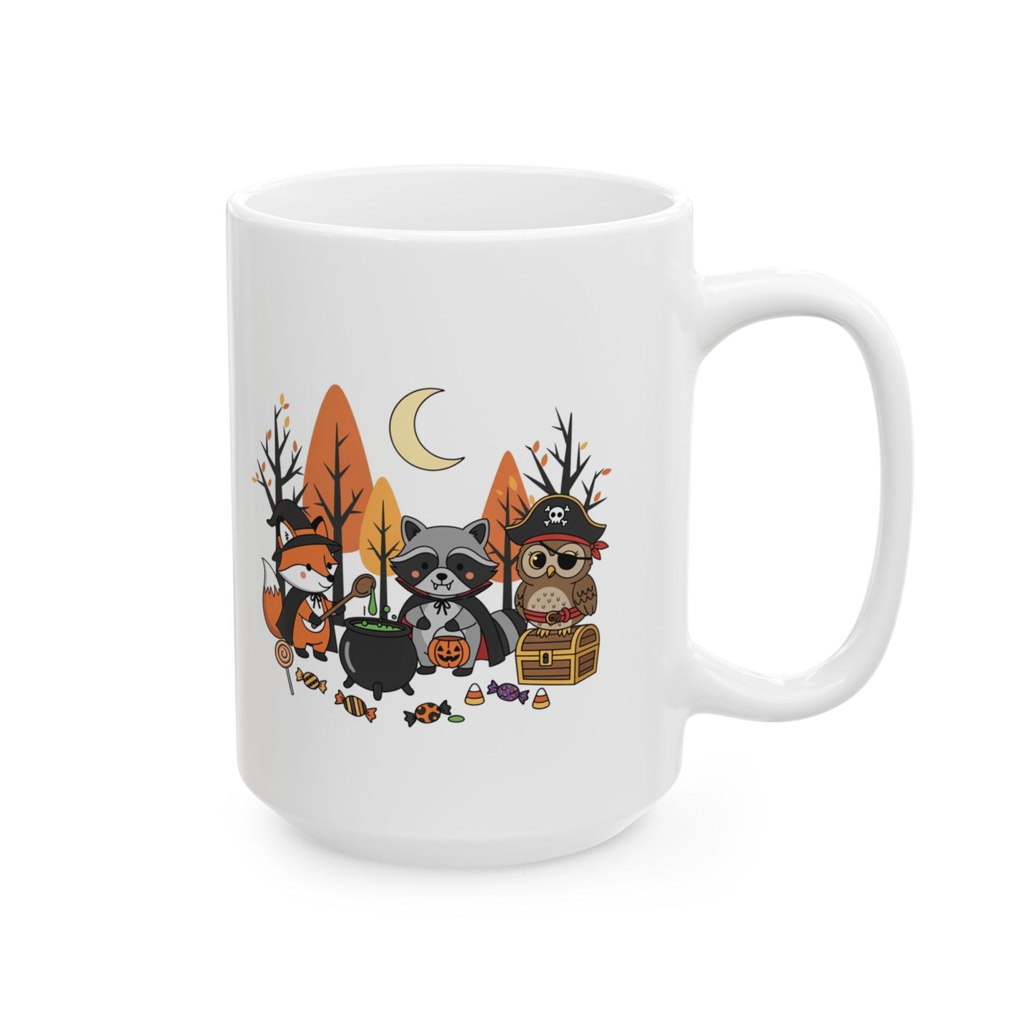 Autumn-Themed Ceramic Mug, Cozy Fall Decor, Cute Animal Design, Gift for Coffee Lovers, Seasonal Drinkware