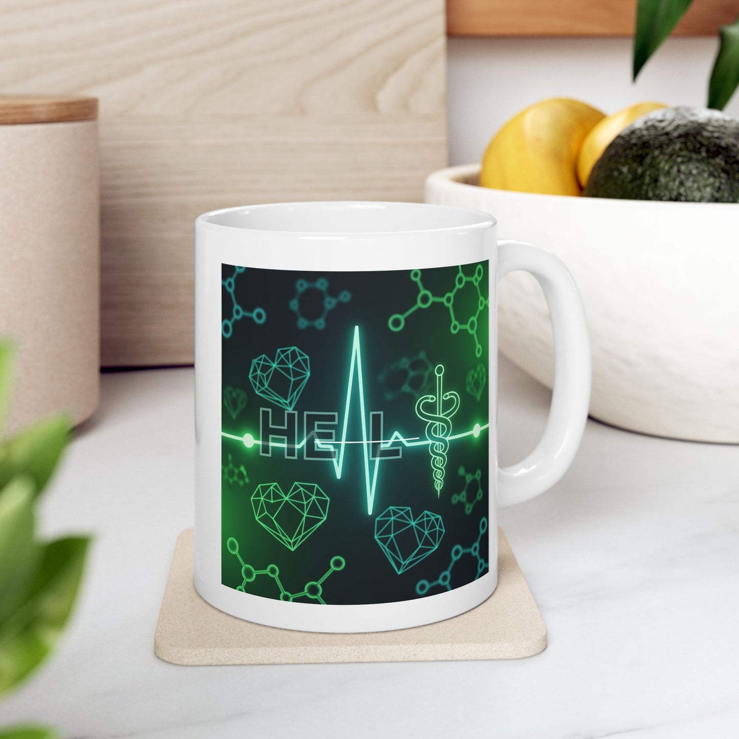 Medical Mug, Healthcare Coffee Mug, Caduceus Mug, Science Mug, Doctor Mug, Nurse Mug, Gift for Med Students, Heartbeat Mug, Molecular Mug