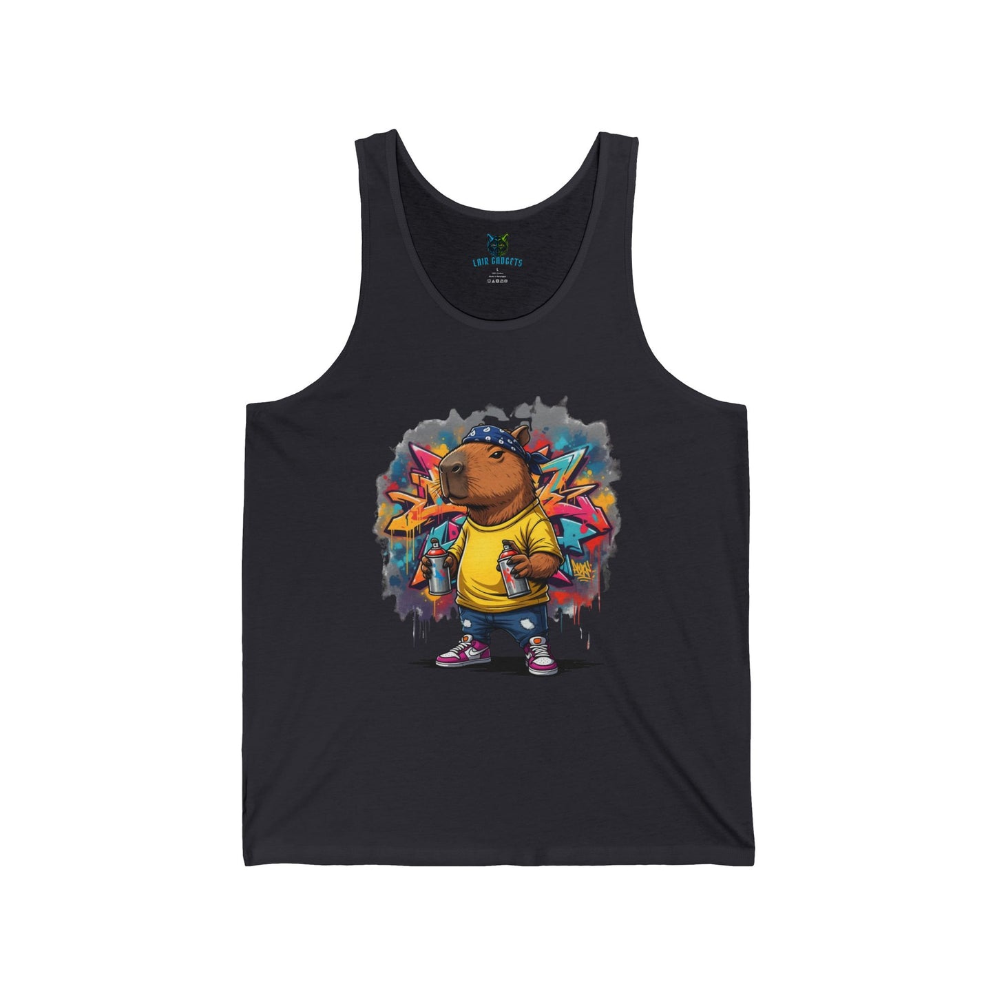 Graffiti Animal Unisex Jersey Tank Top, Cool Summer Apparel, Street Art Clothing, Casual Wear for Artists, Unique Gift Idea