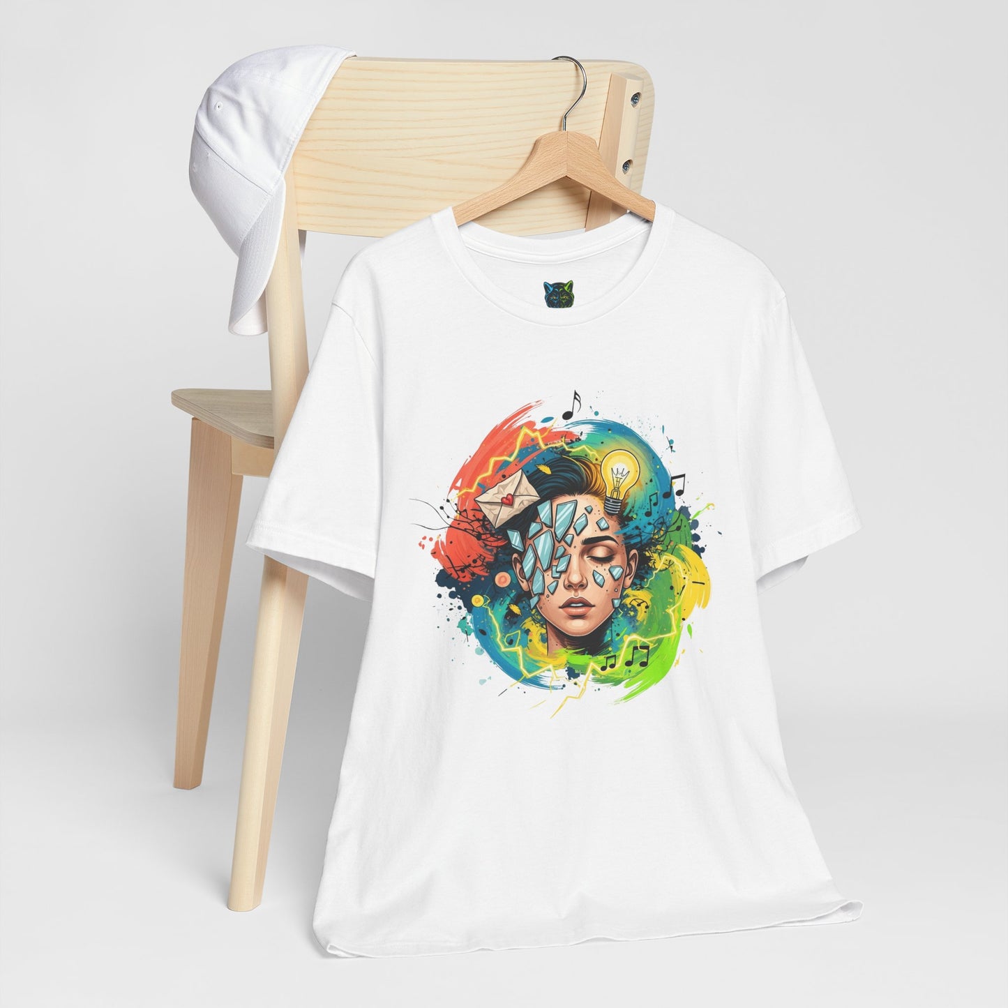 Remnants T-Shirt, Abstract Art Tee, Creative Mind Shirt, Broken Glass Tee, Light Bulb T Shirt, Music T Shirt, Colorful Graphic Tee