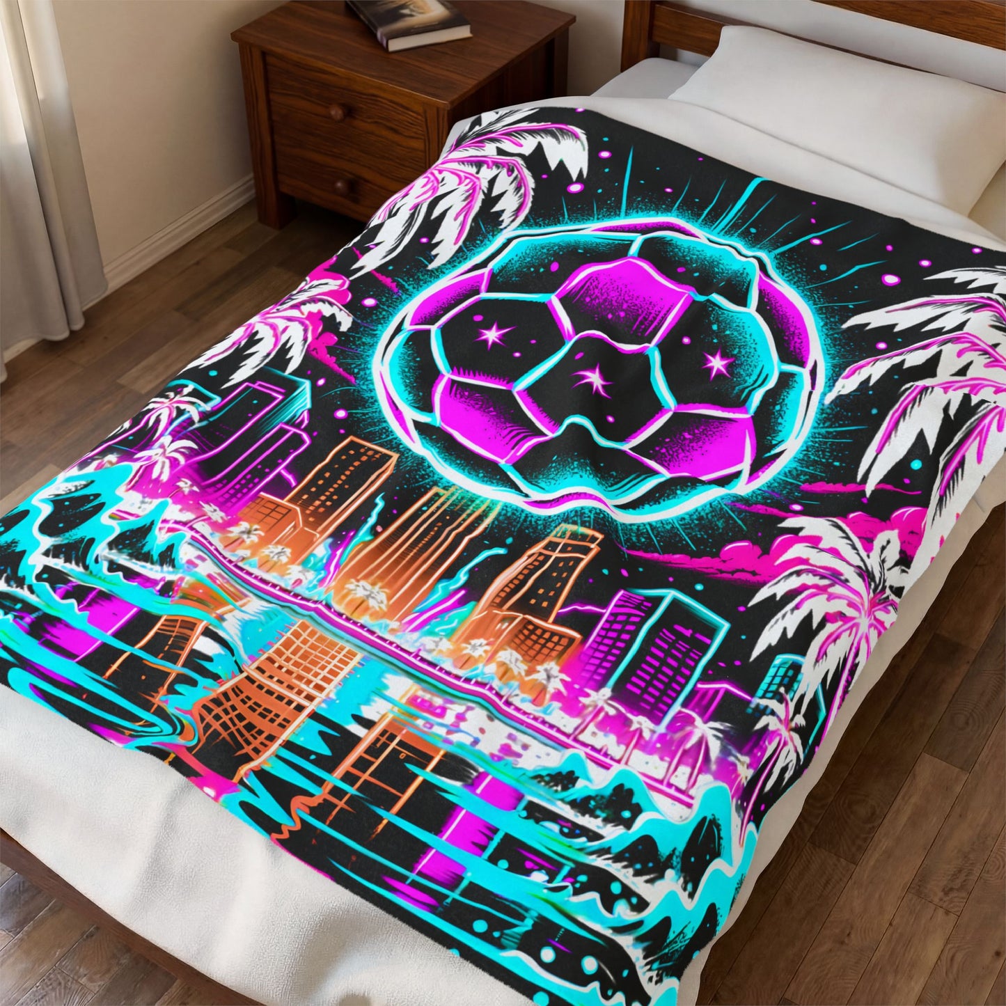 Neon Soccer 50x60 Velveteen Plush Blanket