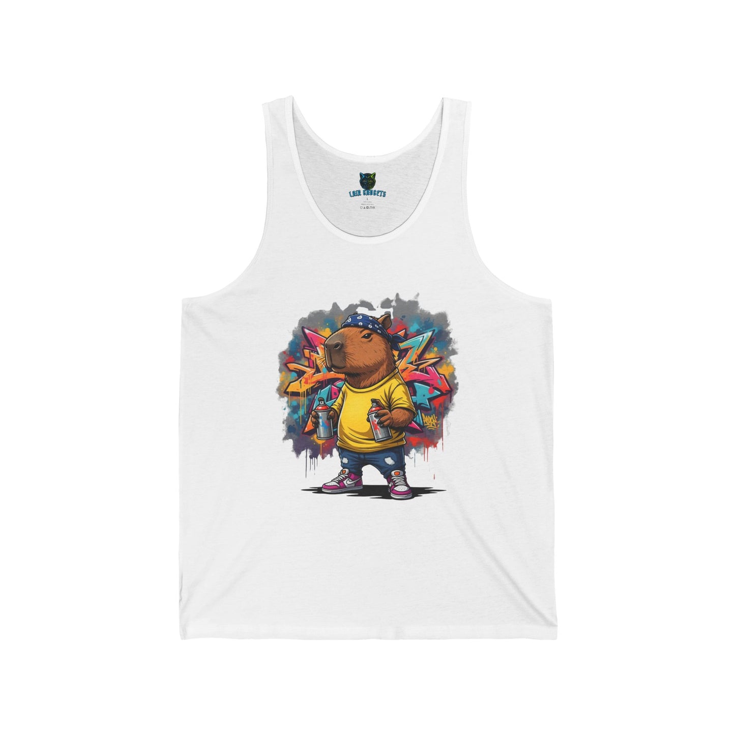 Graffiti Animal Unisex Jersey Tank Top, Cool Summer Apparel, Street Art Clothing, Casual Wear for Artists, Unique Gift Idea