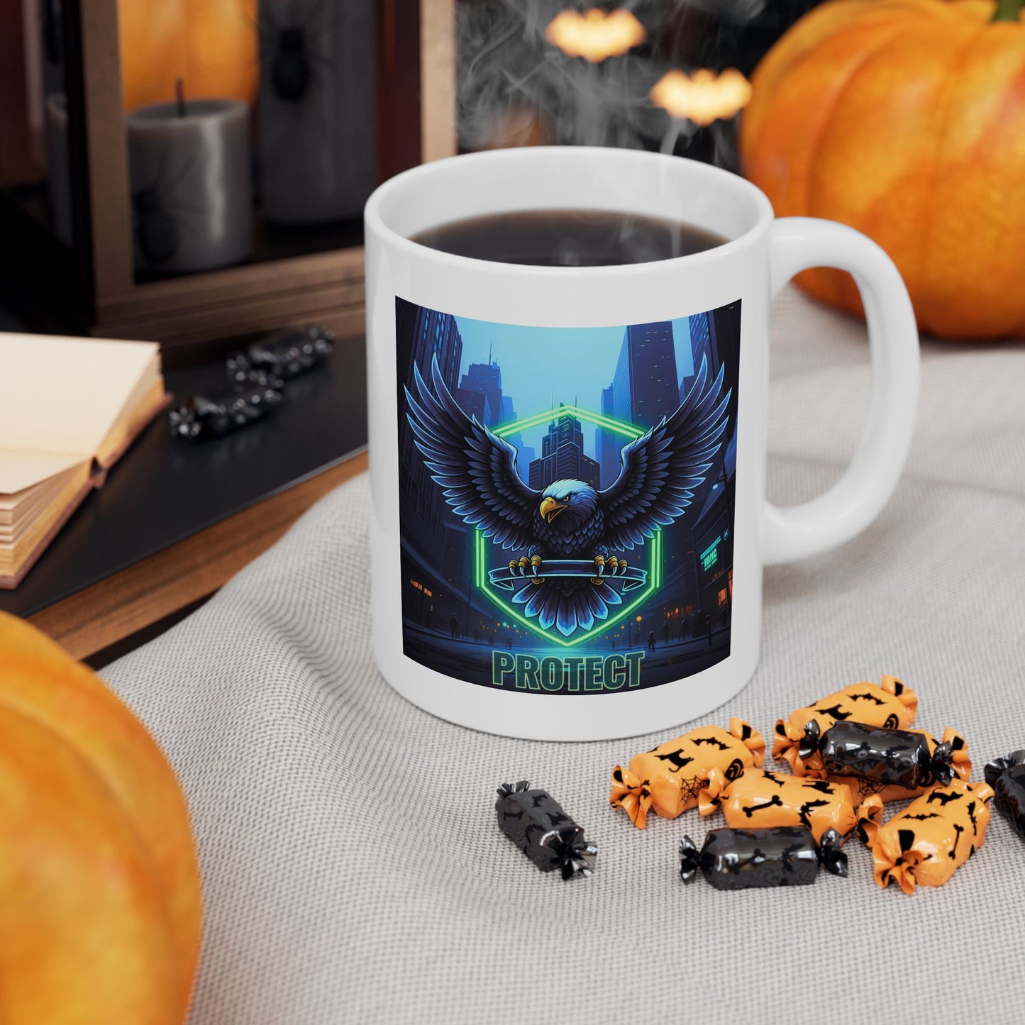 Neon Wings Ceramic Mug | Gift for Dreamers, Coffee Lovers, Art Enthusiasts, Home Decor, Inspirational Drinkware