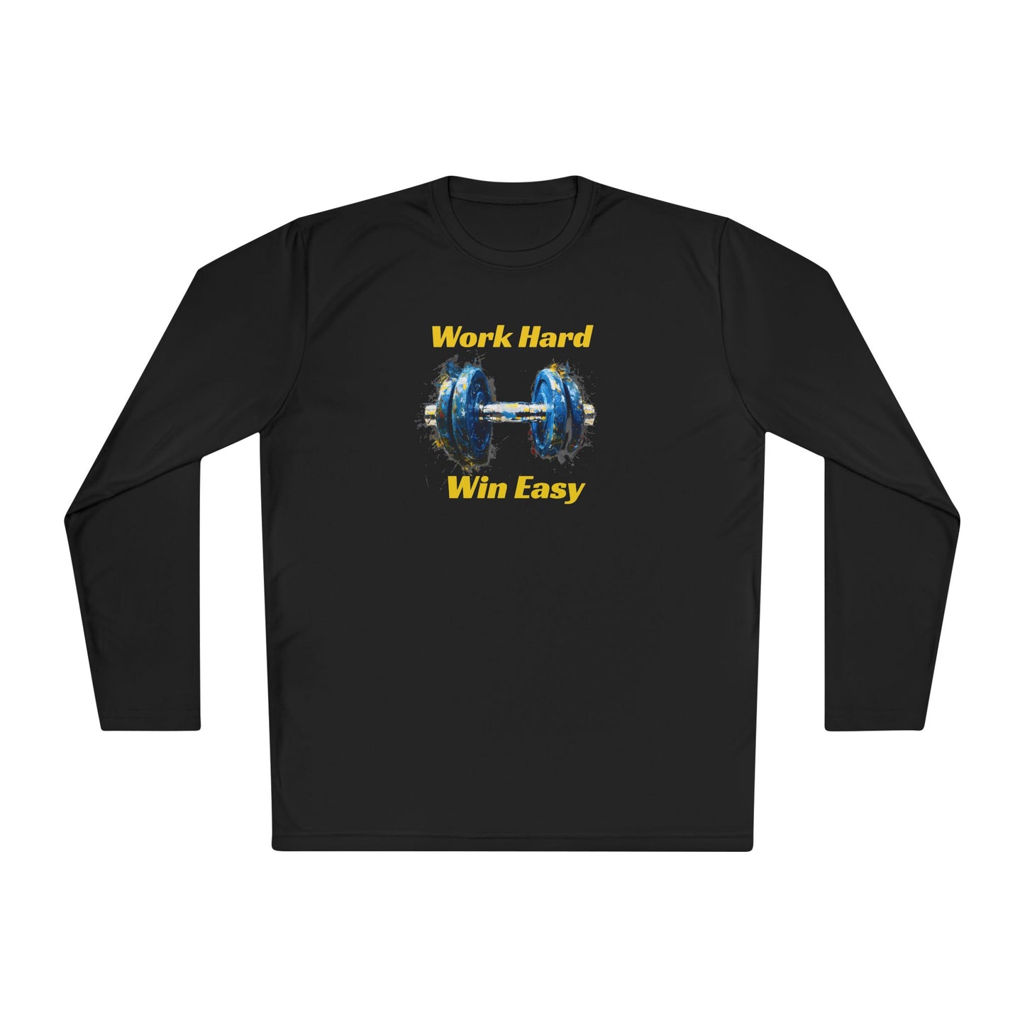 Motivational Workout Long Sleeve Tee - "Work Hard Win Easy"