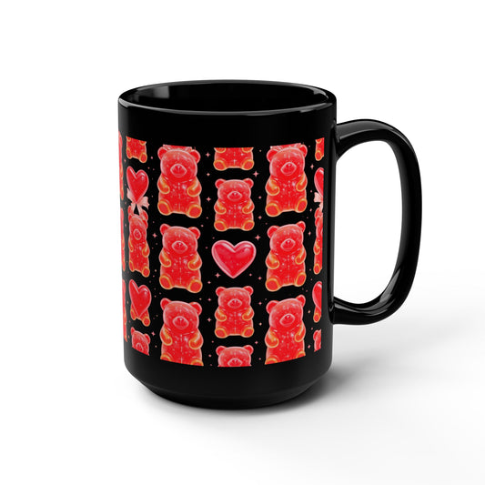 Gummy Bear Pattern 15oz Black Mug — Score 80