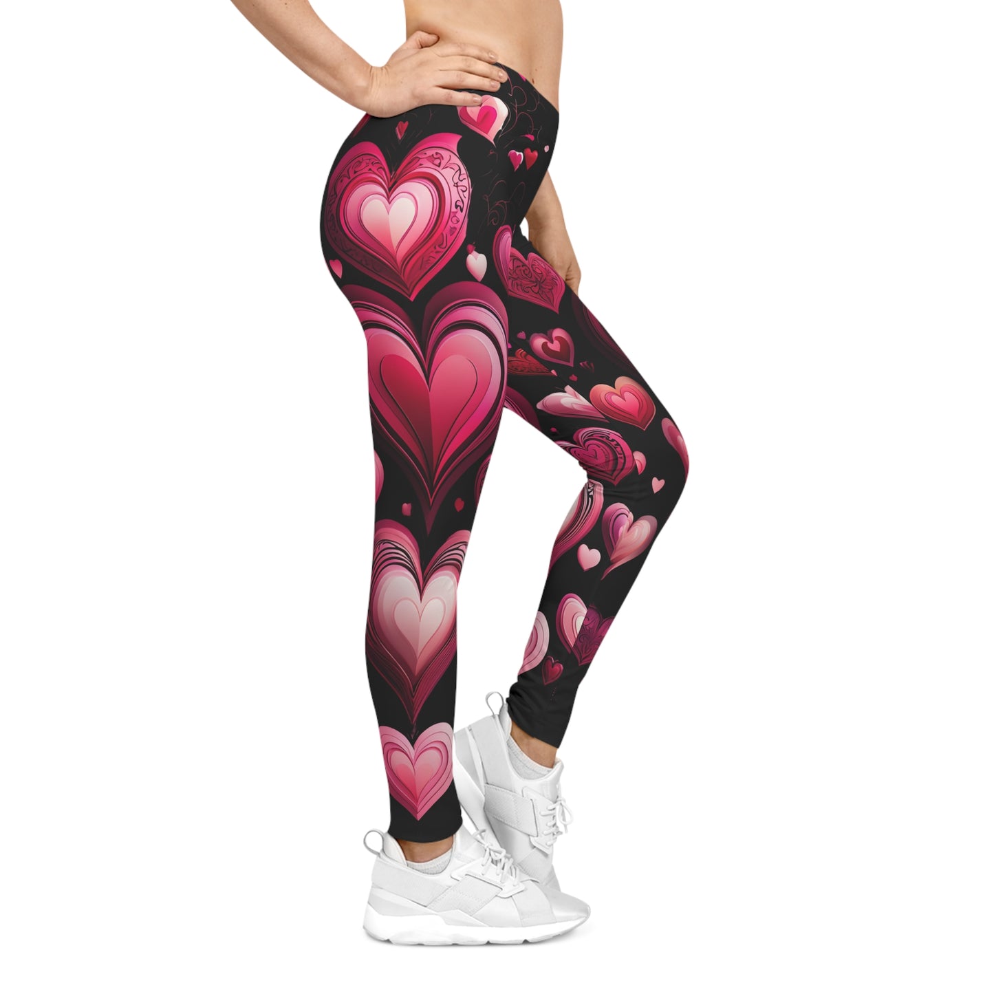 Heart Print Women's Casual Leggings - Romantic & Trendy Activewear