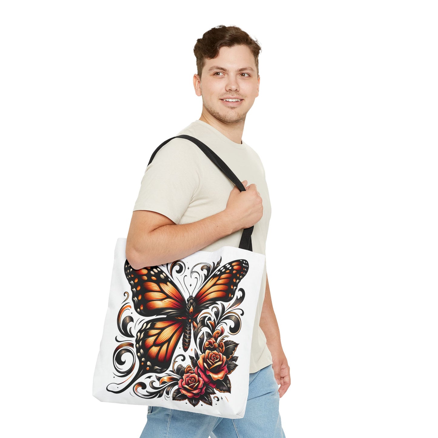 Butterfly Floral Tote Bag - Chic Shopper, Eco-Friendly Gift, Stylish Carryall, Travel, Beach, Art Lover's Accessory