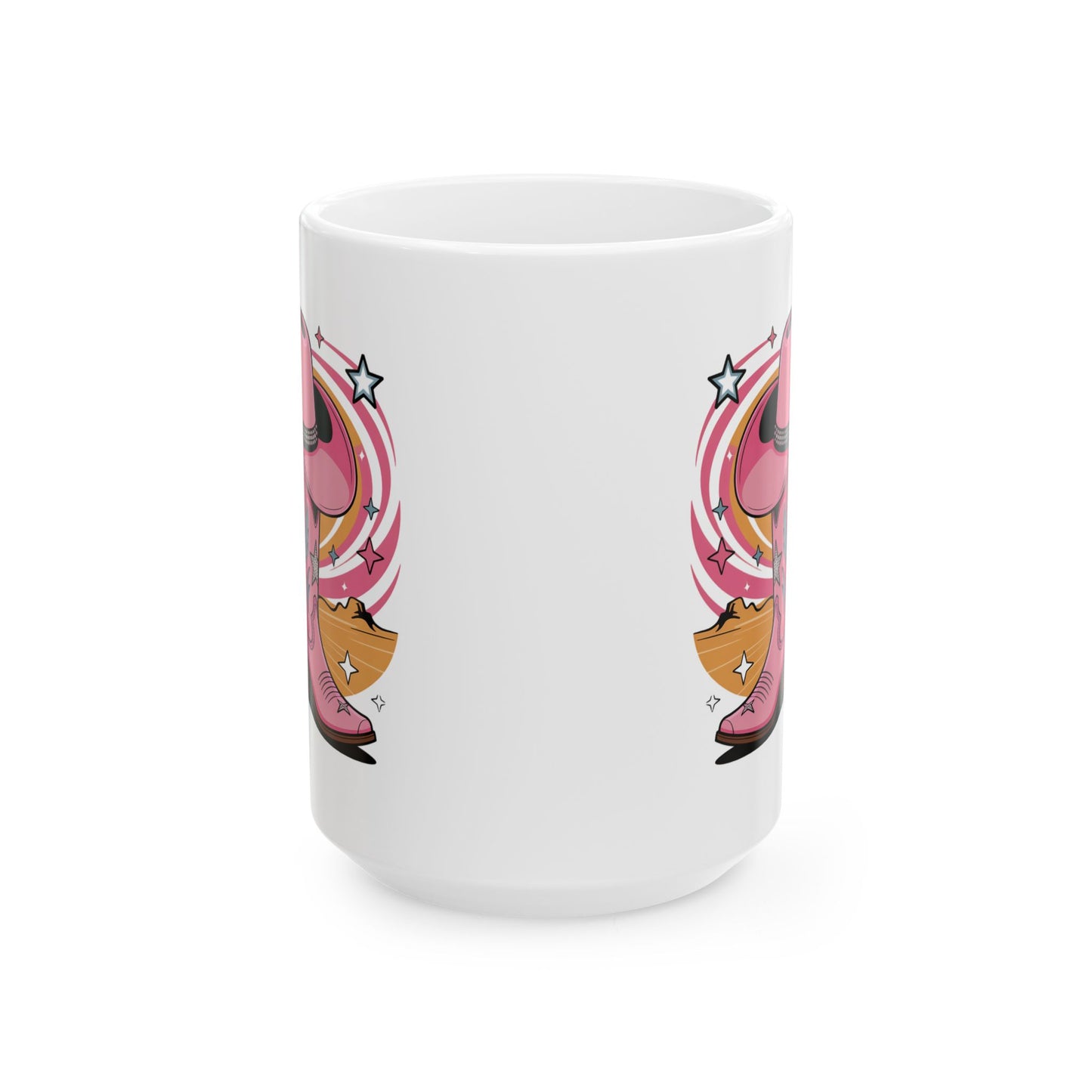 Cowgirl hat and boots Ceramic Mug, (15oz)