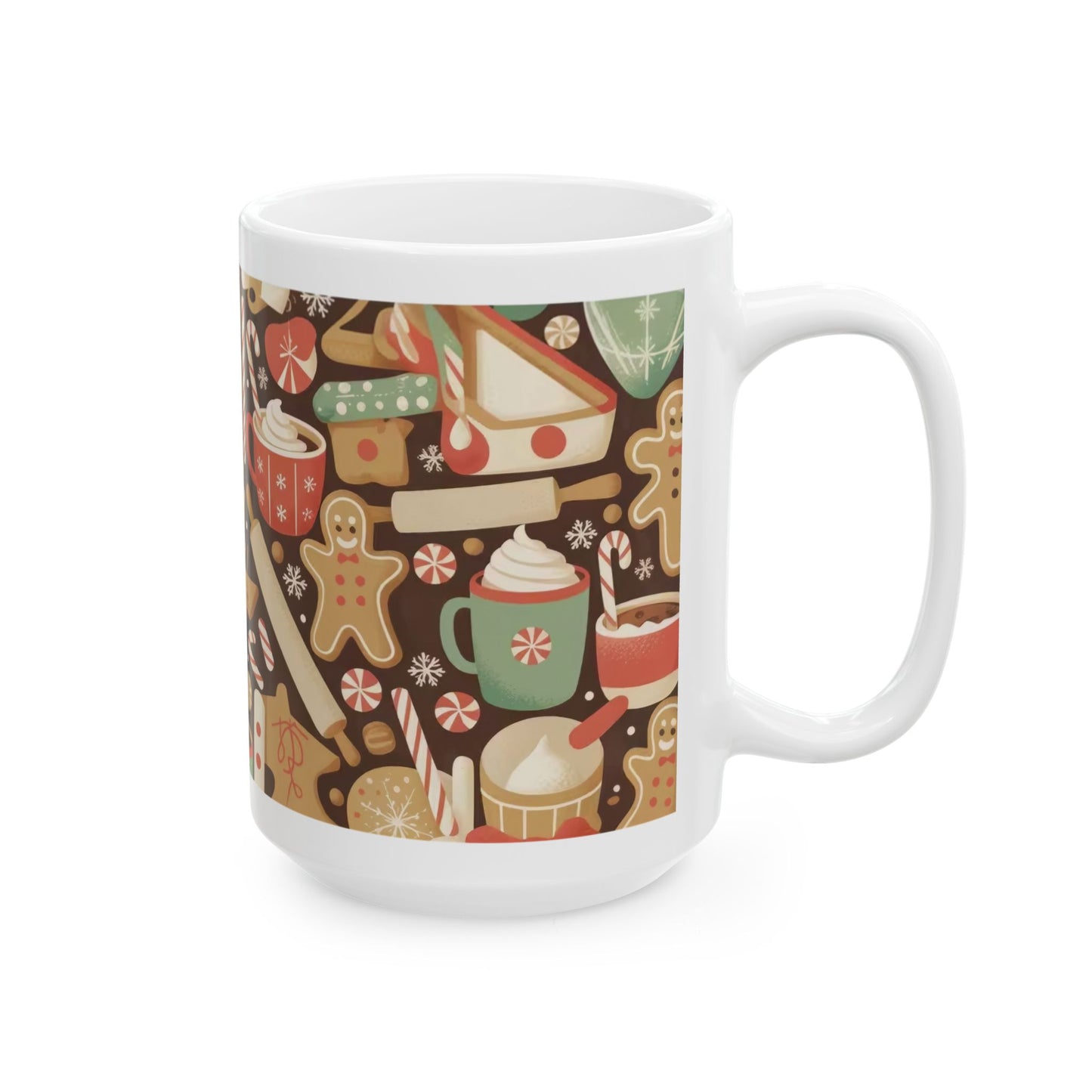 Festive Ceramic Mug, Holiday Coffee Cup, Gingerbread Design, Cozy Winter Drinkware, Christmas Gift, Cute Kitchen Decor
