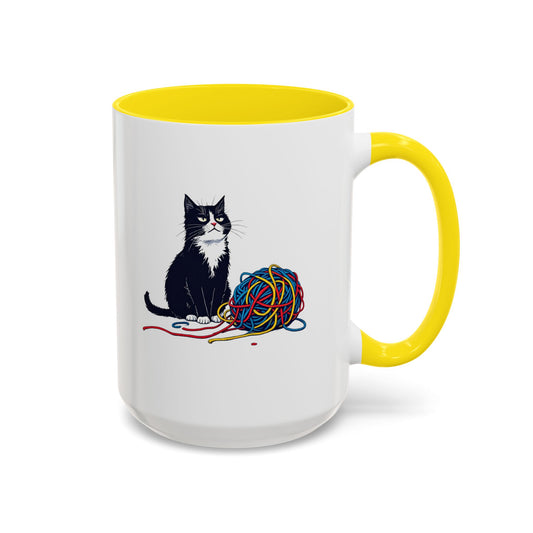 Funny Cat Yarn Accent Coffee Mug - 11/15 oz, Purrfect Gift for Cat Lovers