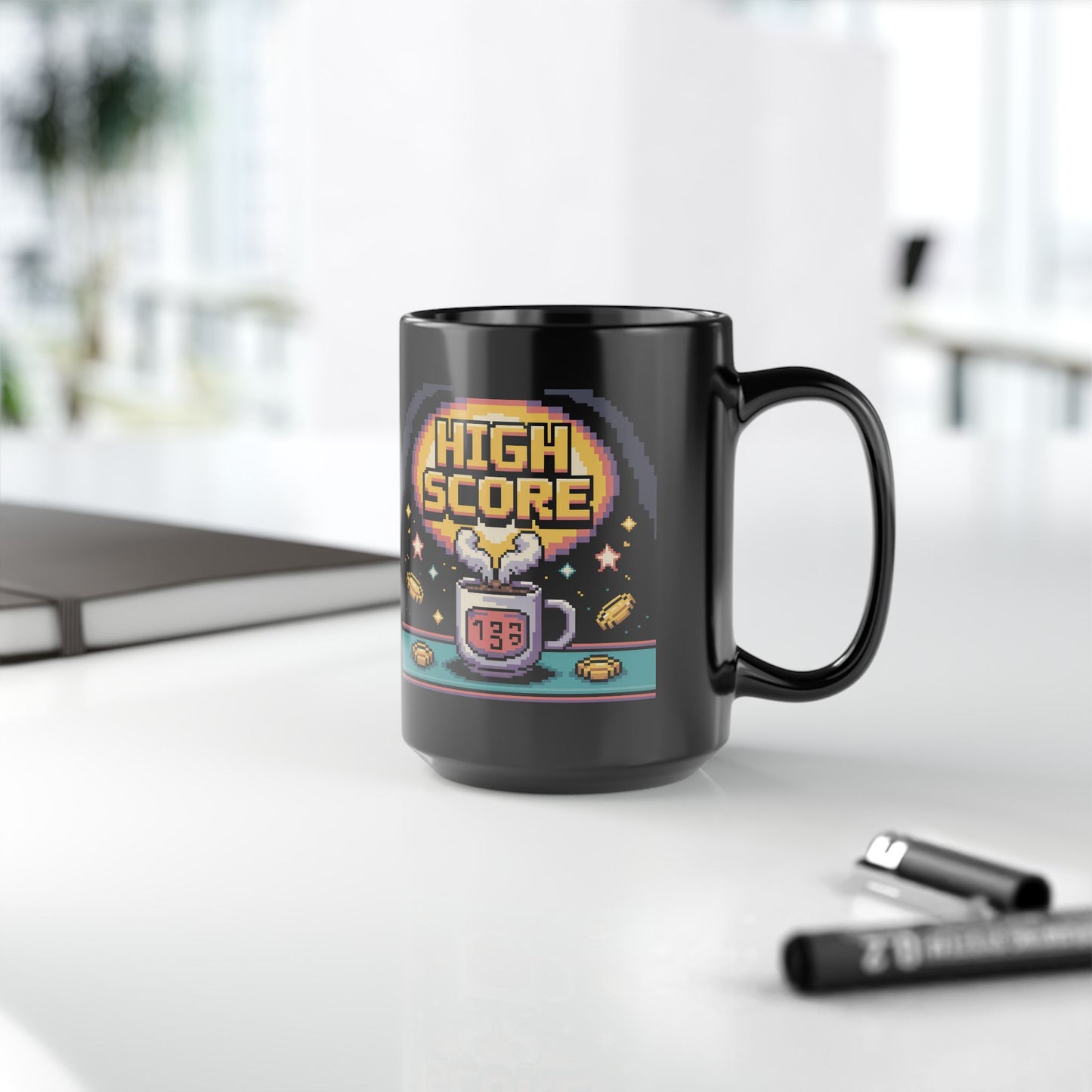 Pixel Art Gaming Mug - High Score Coffee Cup, Retro Gamer Gift, Customizable Tea Mug, Unique Birthday Present, Fun Nostalgic Kitchenware