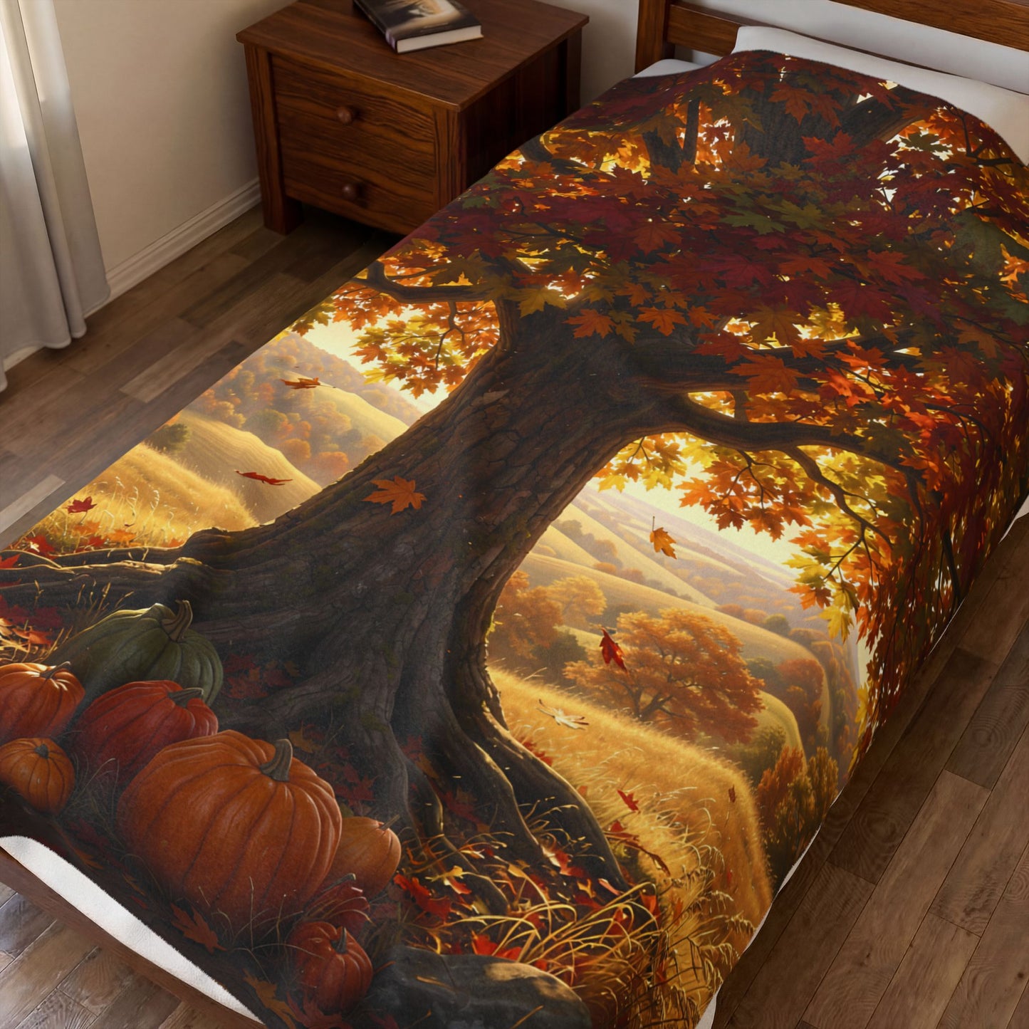 Harvest Tree Velveteen Plush Blanket