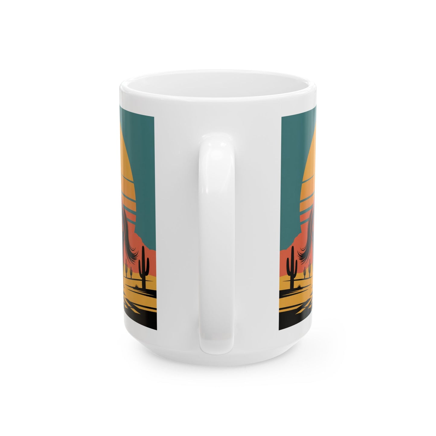Cowgirl riding Ceramic Mug, (11oz, 15oz)