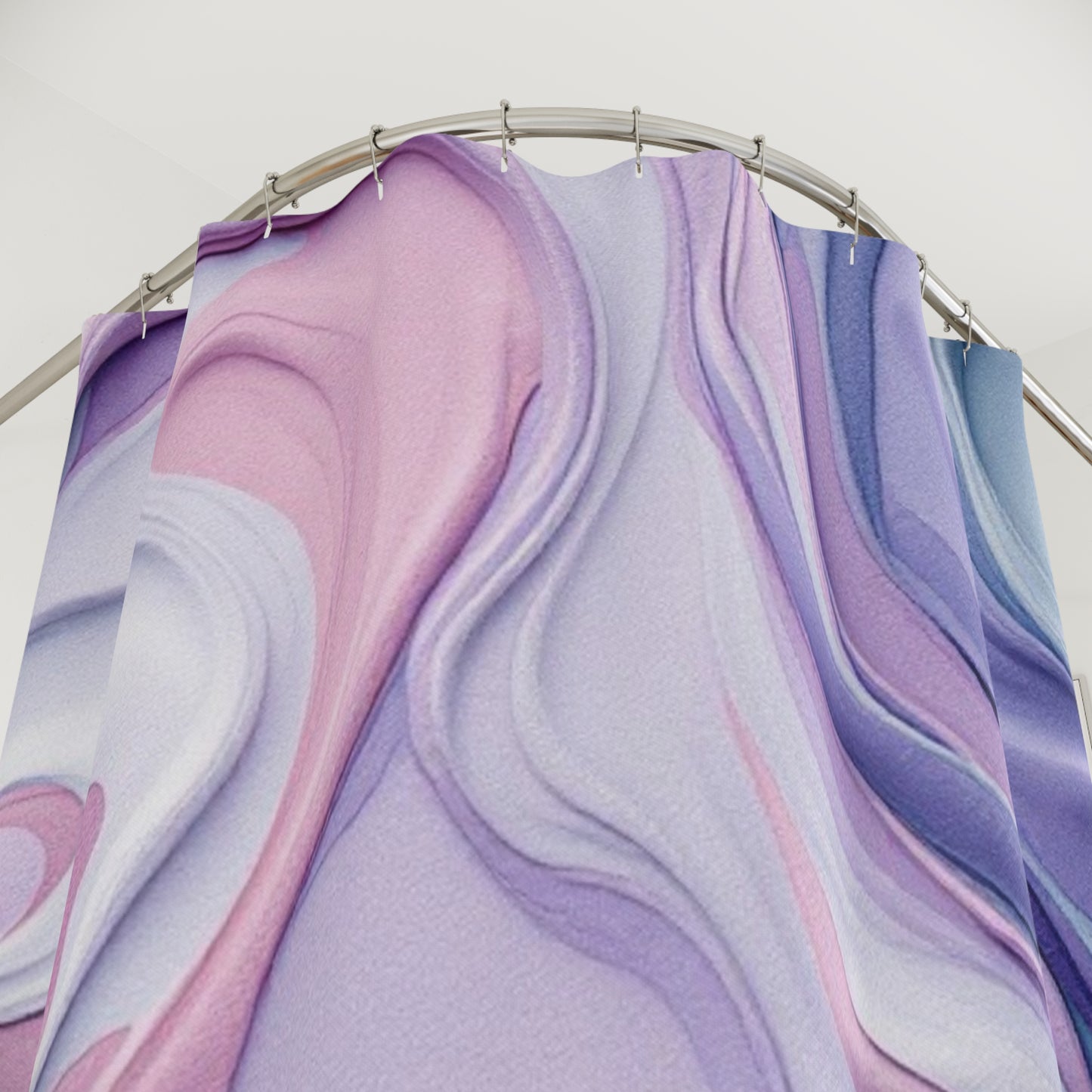 Elegant Abstract Marble Shower Curtain - Chic Purple and Pink Waves for Spa-Like Spaces