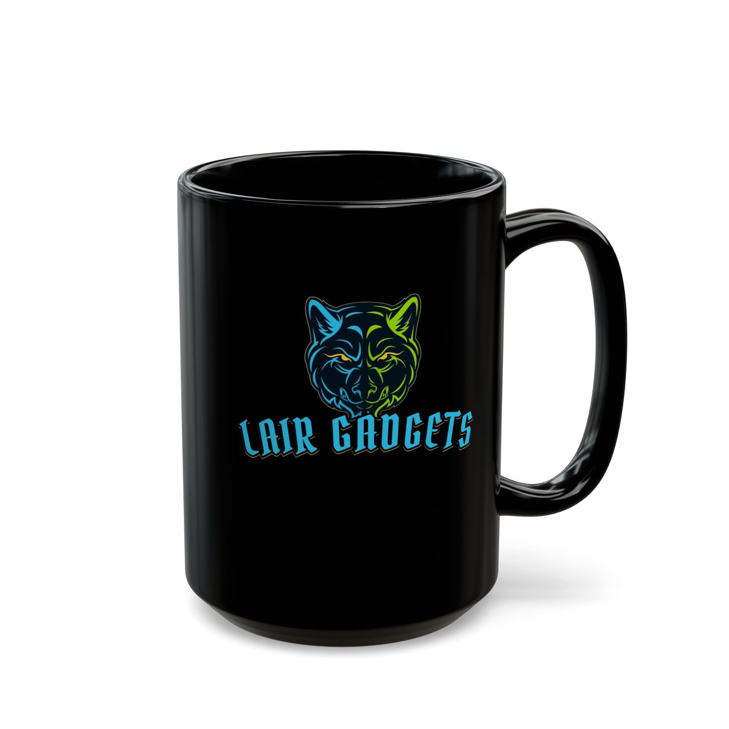 Lair Gadgets Vibrant Wolf Ceramic Coffee Mug, Glossy Black Finish, Ideal for Everyday Use