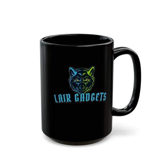 Lair Gadgets Vibrant Wolf Ceramic Coffee Mug, Glossy Black Finish, Ideal for Everyday Use