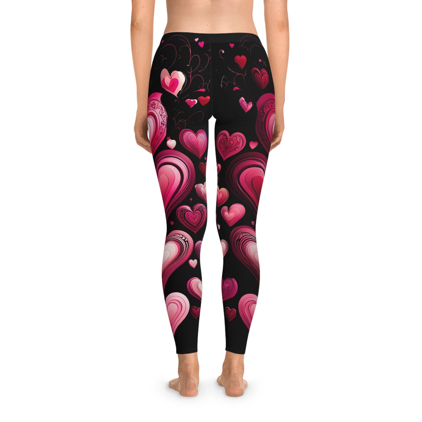 Romantic Heart Pattern Stretchy Leggings for Women - Perfect for Valentine's Day and Everyday Wear