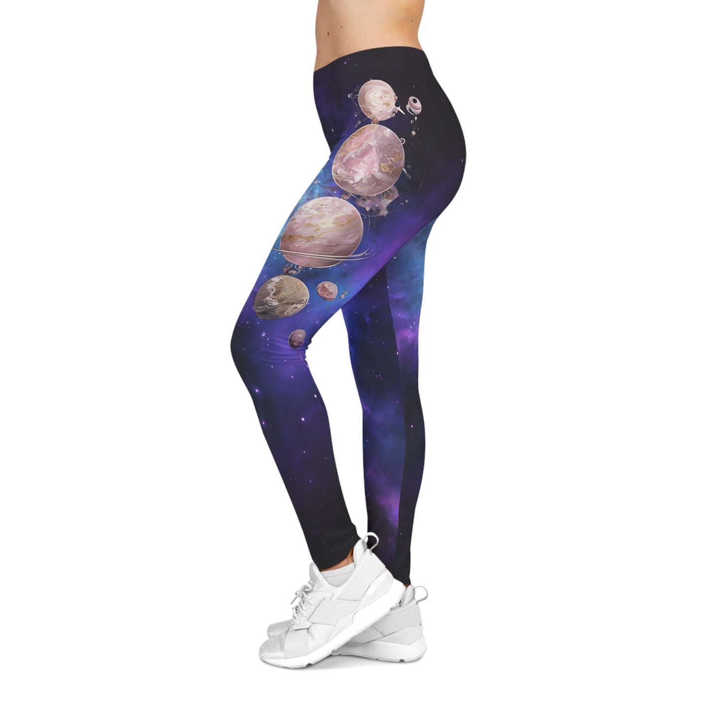 Cosmic Espressions Women's Casual Leggings - Galaxy Print Leggings with Planets