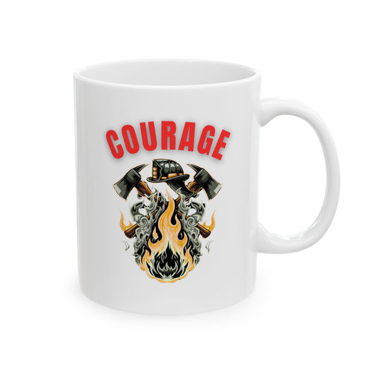 Courage Ceramic Mug - Motivational Coffee Cup, Inspirational Gift, Dog Lover Drinkware, Courage Quote Espresso Mug, Unique Home Office Decor