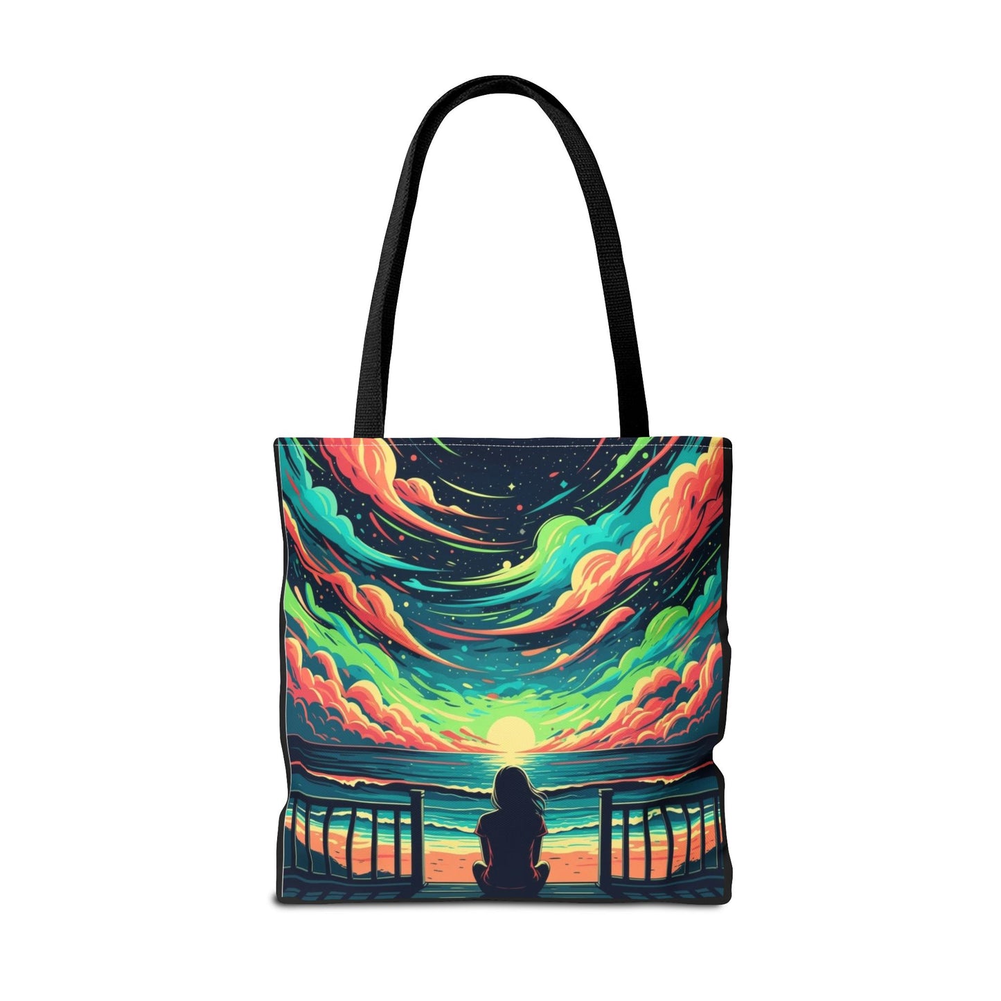 Vibrant Sunset Tote Bag, Art Tote, Beach Bag, Eco-Friendly Shopping Tote, Perfect Gift for Nature Lovers