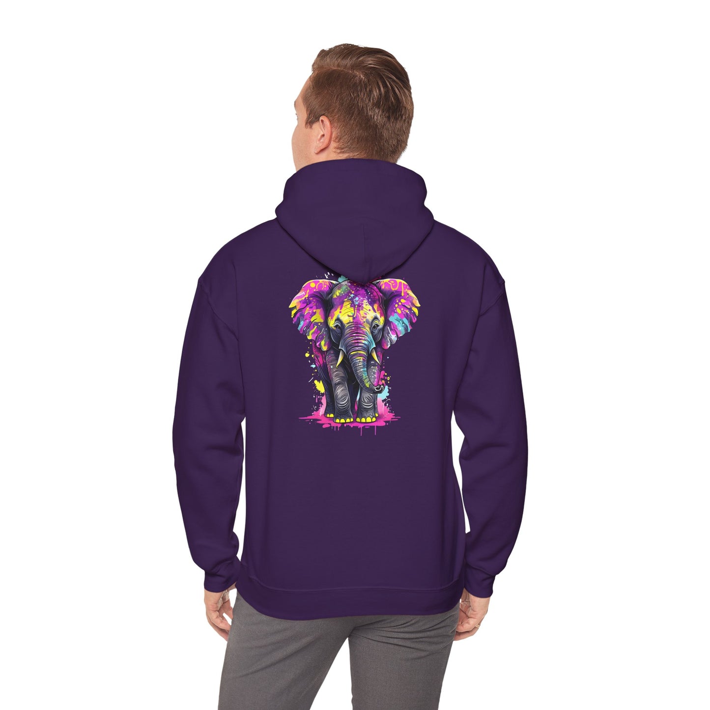 Colorful Elephant Art Hoodie for Men & Women, Cozy Heavy Blend Sweatshirt