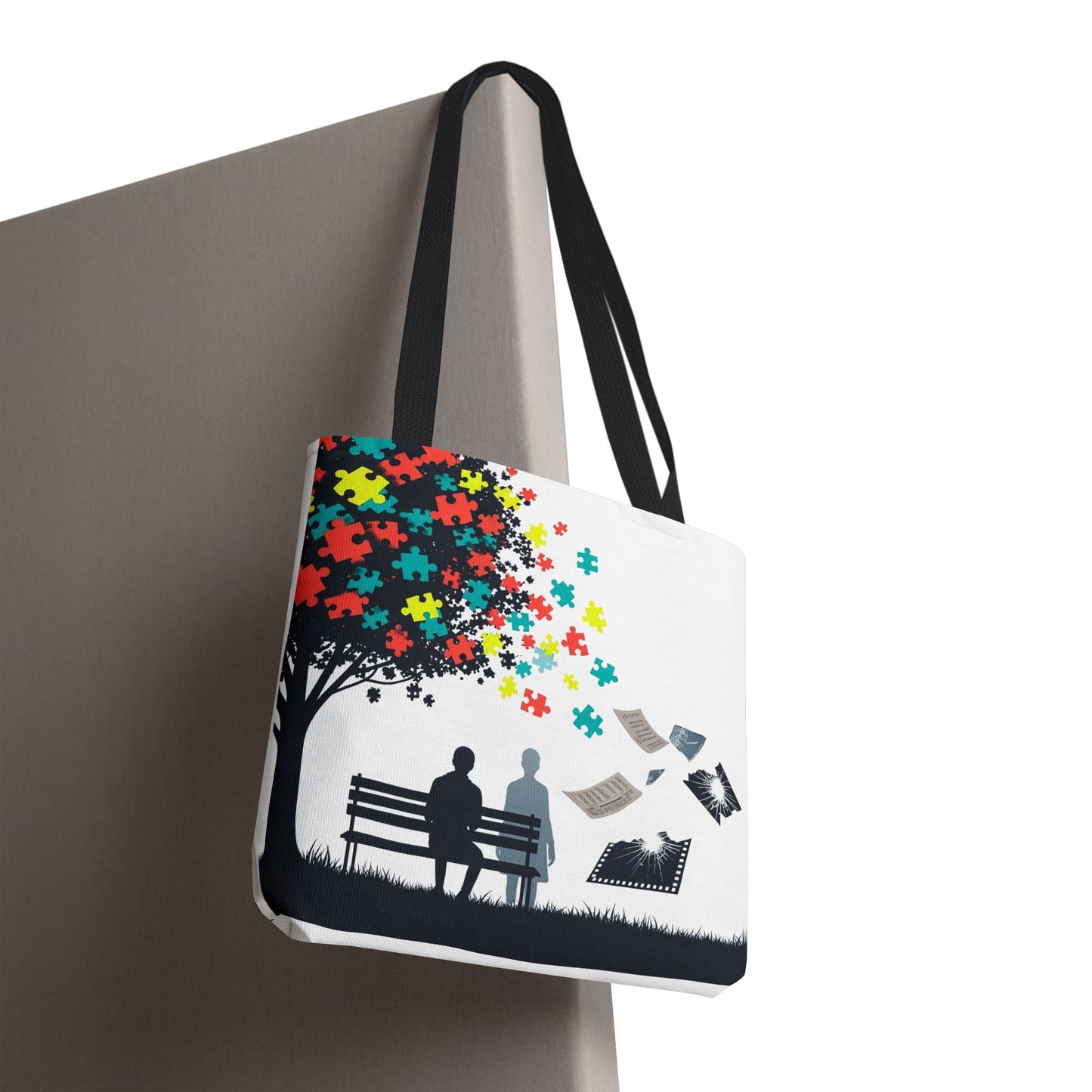 Colorful Puzzle Tree Tote Bag, Vibrant Art Carry Bag, Spring Gift, Fun Shopping Bag, Eco-Friendly Tote, Unique Design