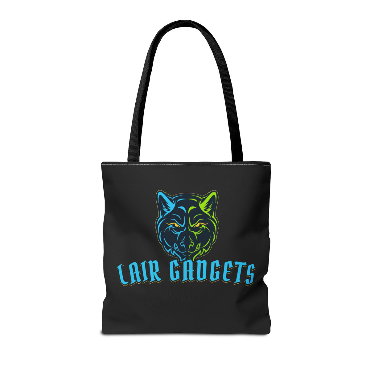 Lair Gadgets wolf logo tote bag, black, 16x16 inches, view 2