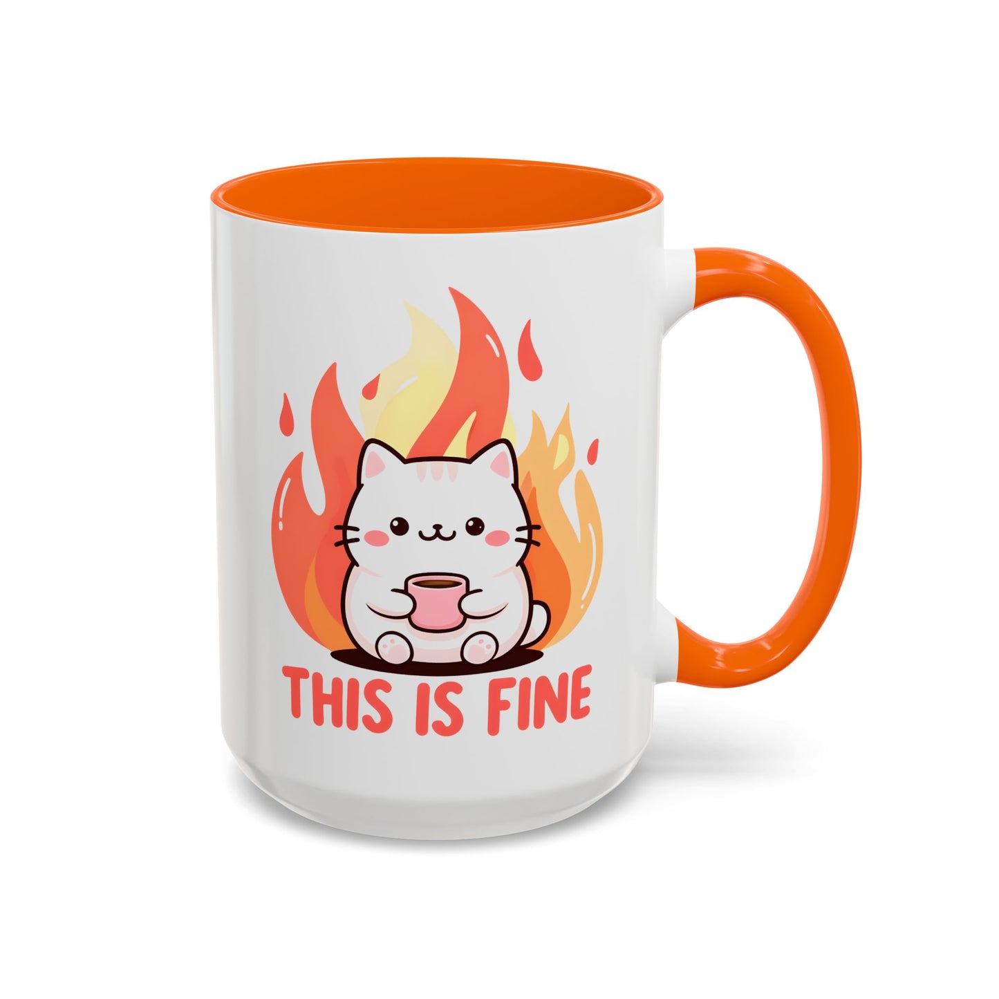 Cute Cat This Is Fine Coffee Mug - Accent Design  15oz