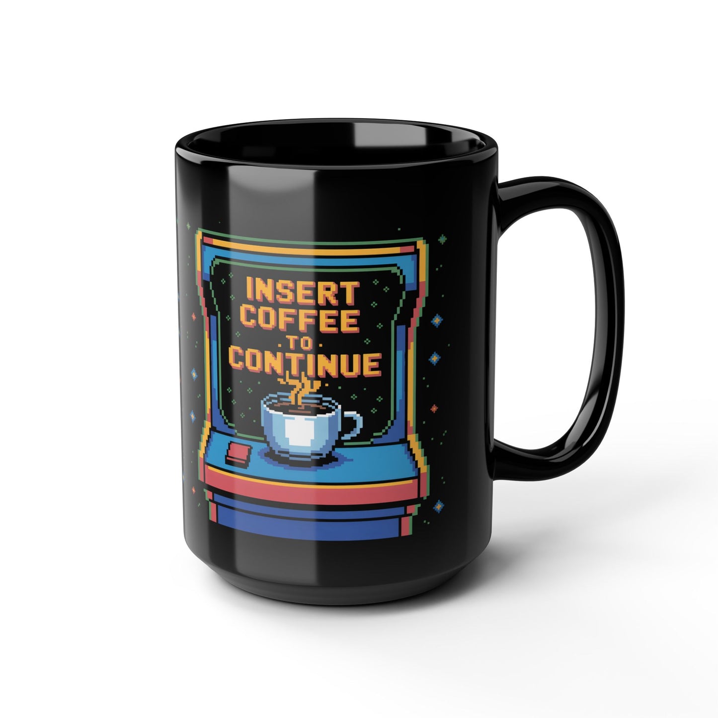 Retro Gamer Coffee Mug, Fun Ceramic Cup for Gamers, Video Game Lover Gift, Retro Arcade Decor, Insert Coffee to Continue