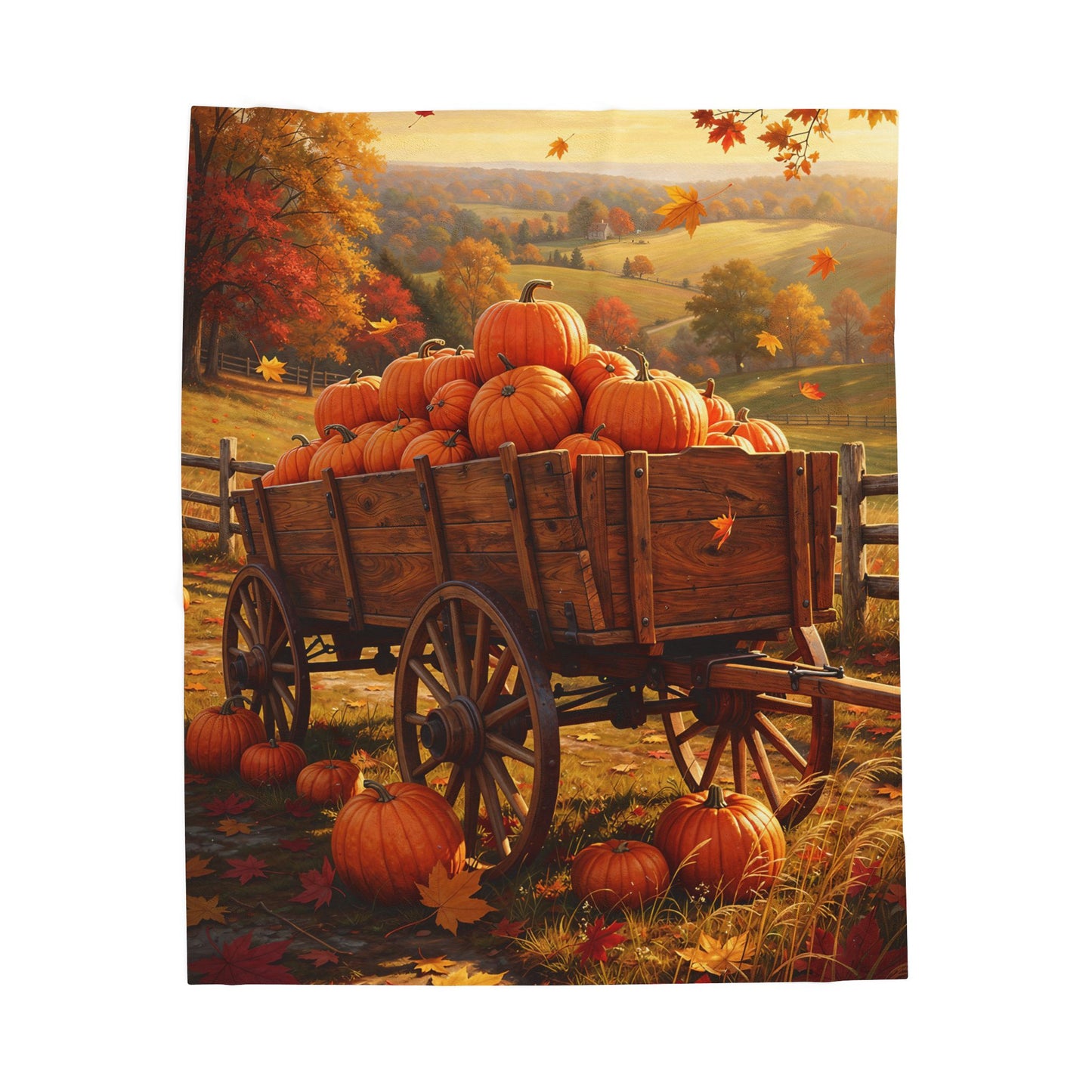 Wagon Harvest Velveteen Plush Blanket
