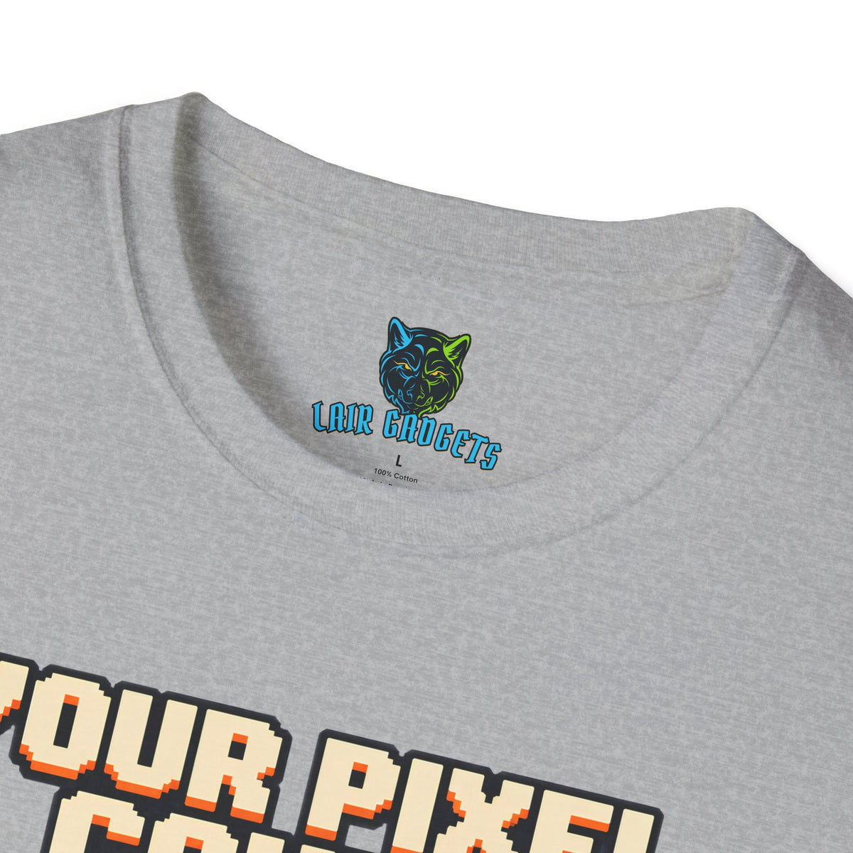 Your Pixel Count Is Bigger Than Mine pixel art spaceship graphic tee, alternate view