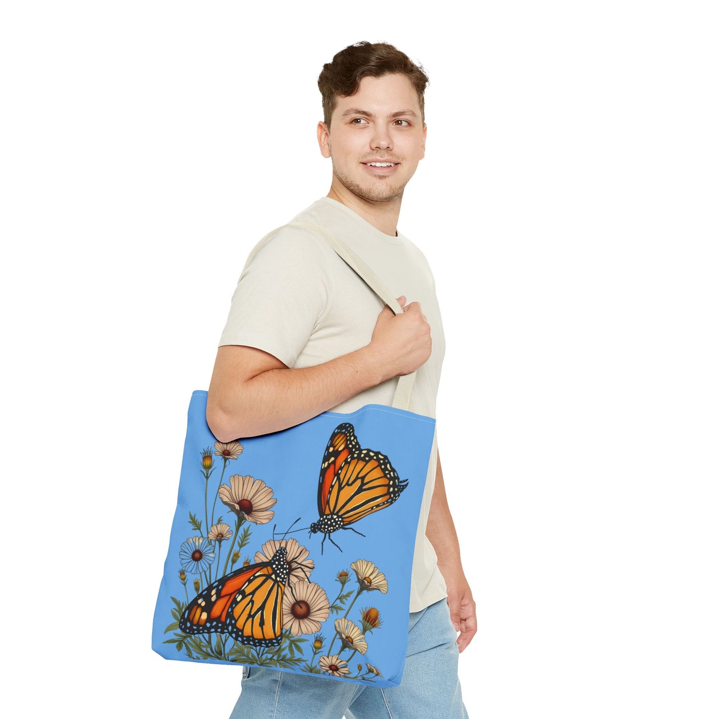 Butterfly Floral Tote Bag, Eco-Friendly Shopping Bag, Gift for Nature Lovers, Spring/Summer Fashion, Beach Bag, Reusable Grocery Bag