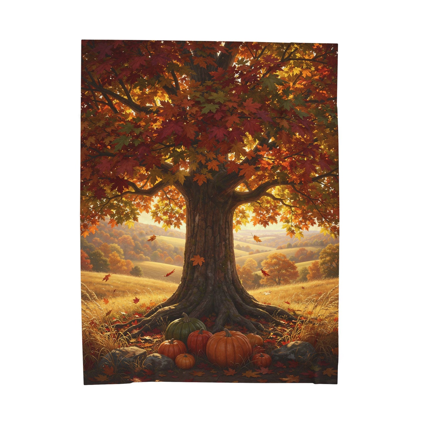 Harvest Tree Velveteen Plush Blanket