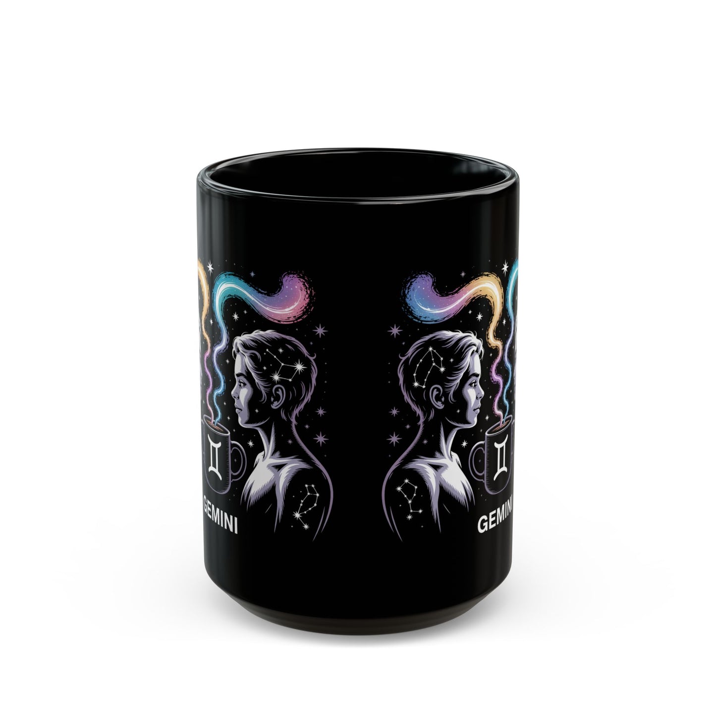 Gemini Zodiac Black Mug - Astrology Coffee Cup, Star Sign Gift, Horoscope Drinkware, Celestial Art Mug, Cute Astrology Present
