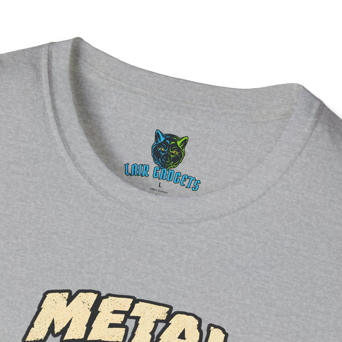 Metal Was Always Overpowered robot guitar graphic tee, alternate view