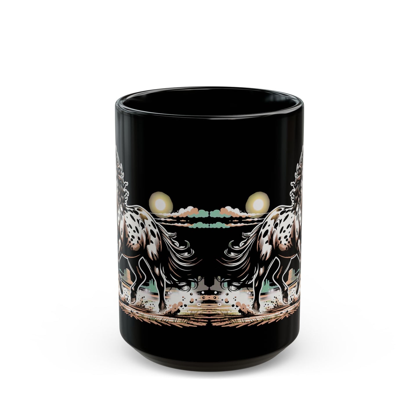 Appaloosa Action Scene Black Mug (15oz)