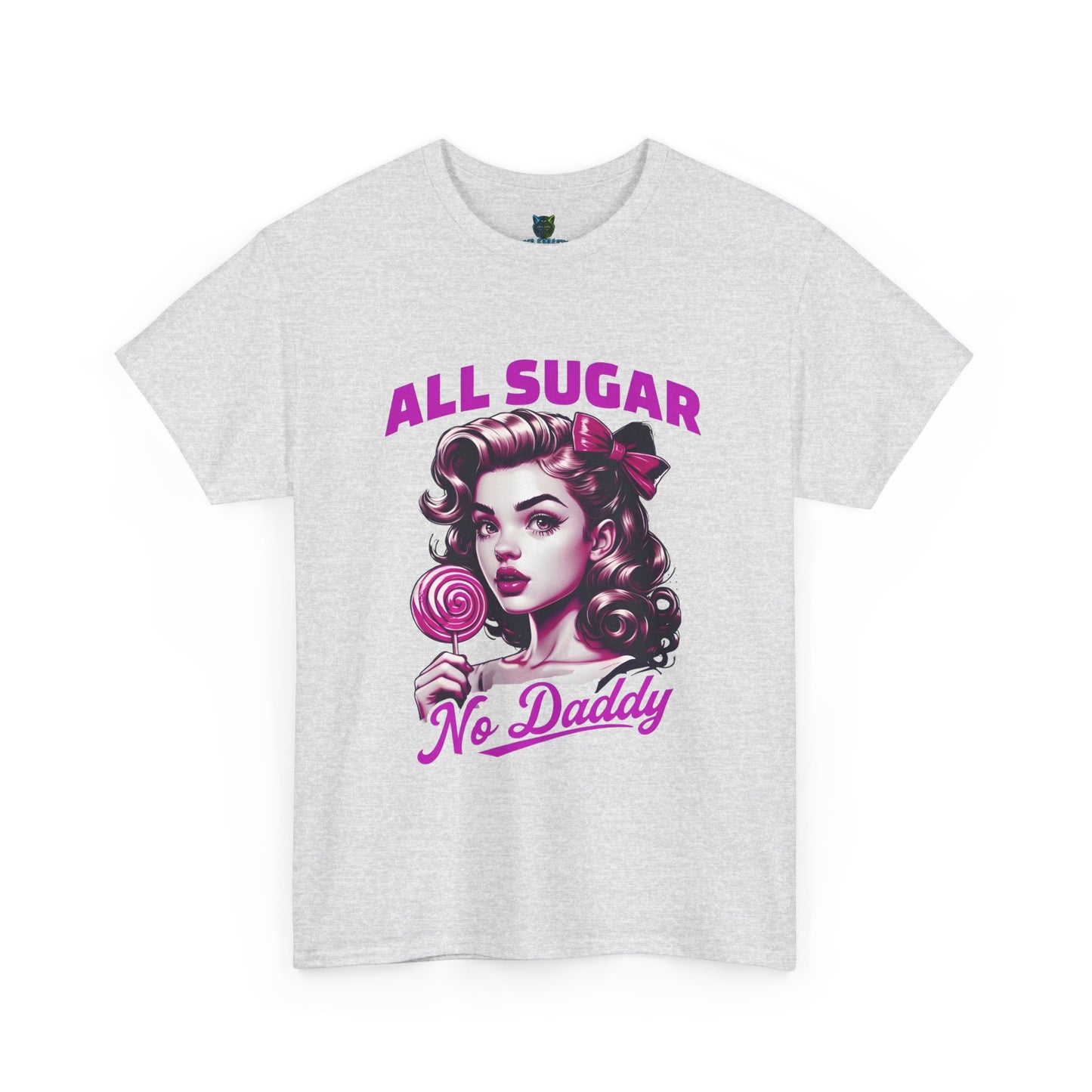 All Sugar No Daddy Heavy Cotton Tee - Fun Retro Graphic Tee for Sweet Tooth Lovers