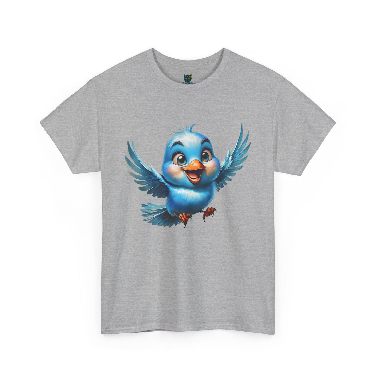 Playful Bluebird  Heavy Cotton Tee - Perfect for Nature Lovers & Everyday Wear