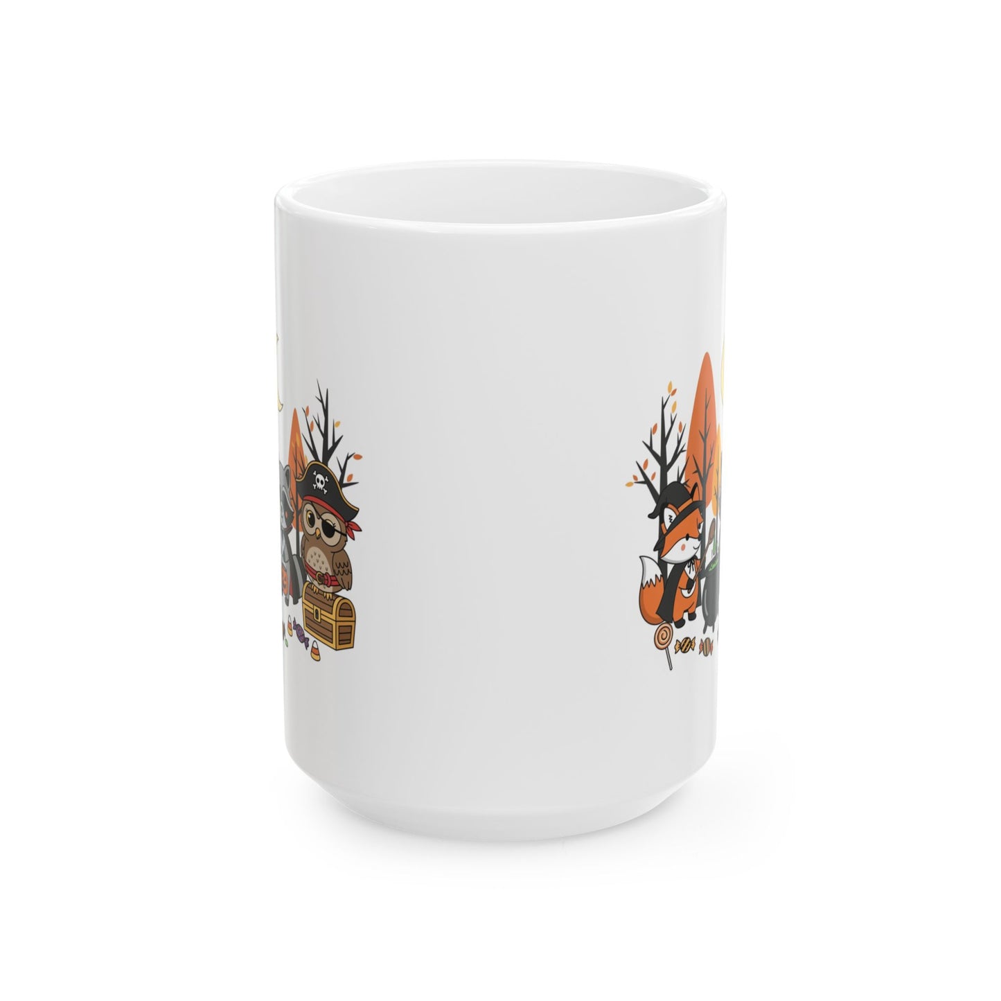 Autumn-Themed Ceramic Mug, Cozy Fall Decor, Cute Animal Design, Gift for Coffee Lovers, Seasonal Drinkware