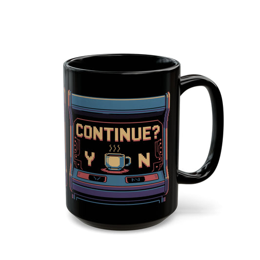 Retro Gamer Mug - Black Coffee Cup with 'CONTINUE?' Design, Gaming Gift, Video Game Collectible, Perfect for Gamers, Birthday Present, [...]