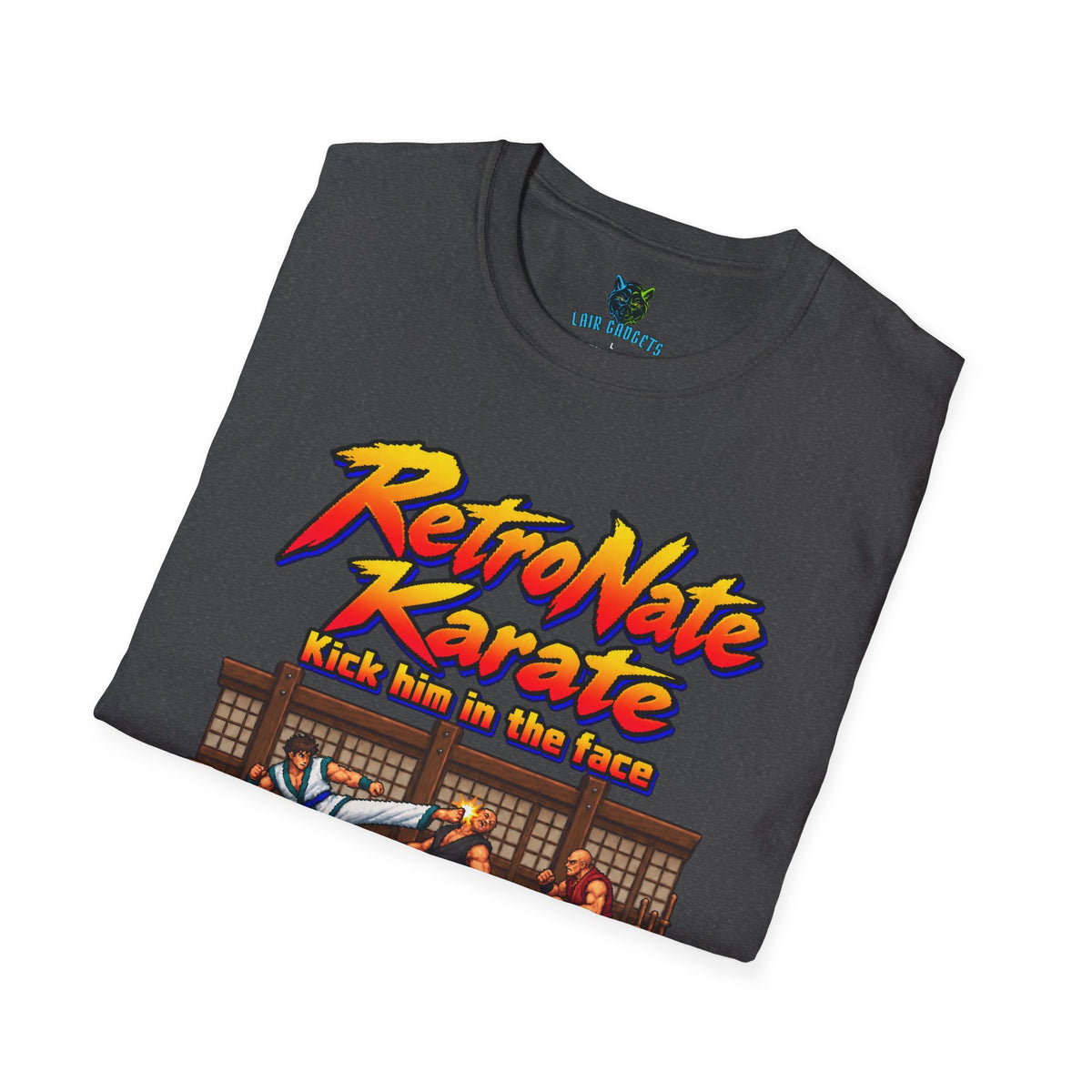 RetroNate Karate T-Shirt – Kick Him in the Face Retro Gaming Tee