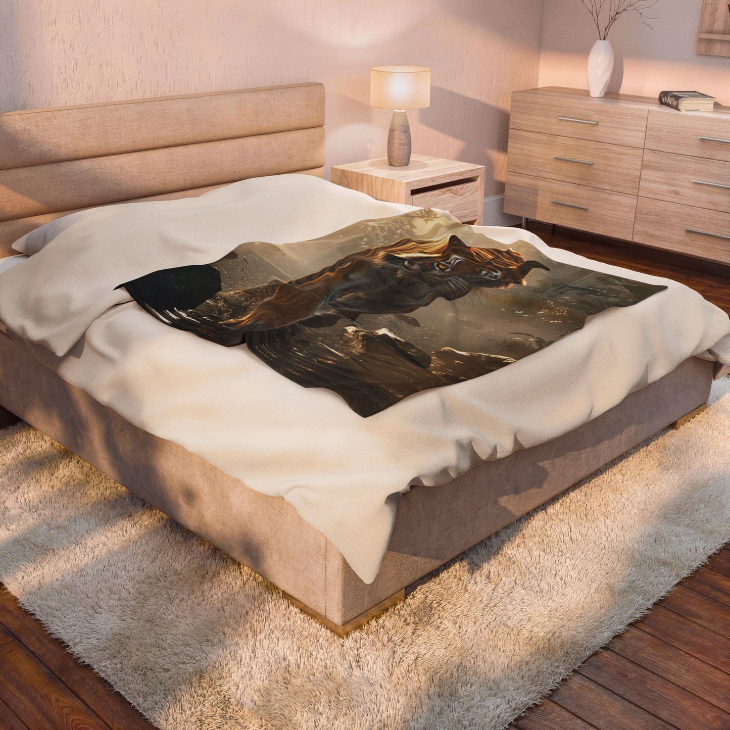 Tiger Throw Blanket  – Safari Wildlife Plush Blanket for Couch Bed Sofa – Cinematic Jungle Decor – Jungle Apex by Lair Gadgets