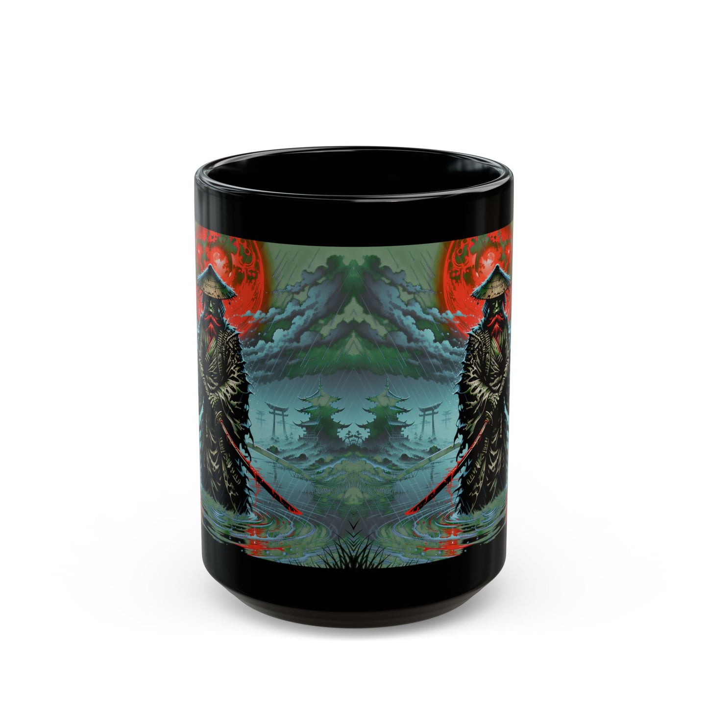 Samurai full scene Black Mug (15oz)