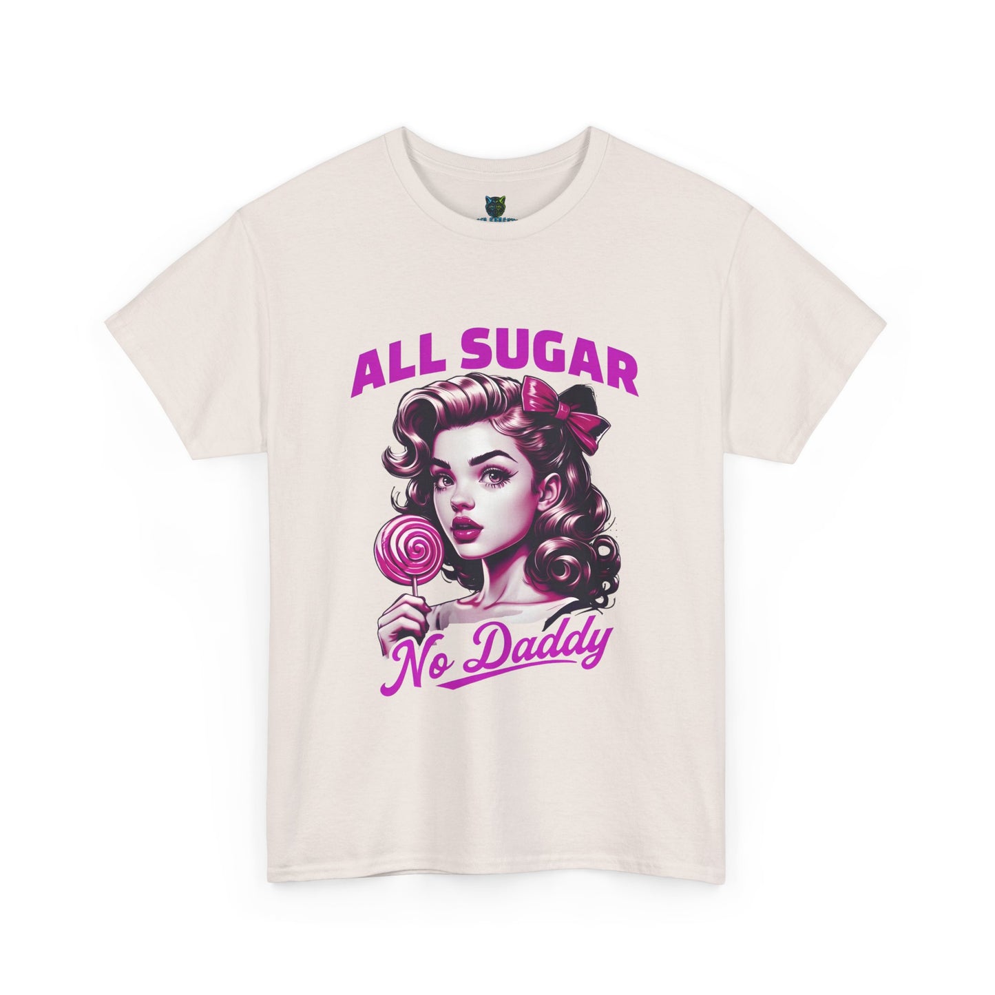 All Sugar No Daddy Heavy Cotton Tee - Fun Retro Graphic Tee for Sweet Tooth Lovers