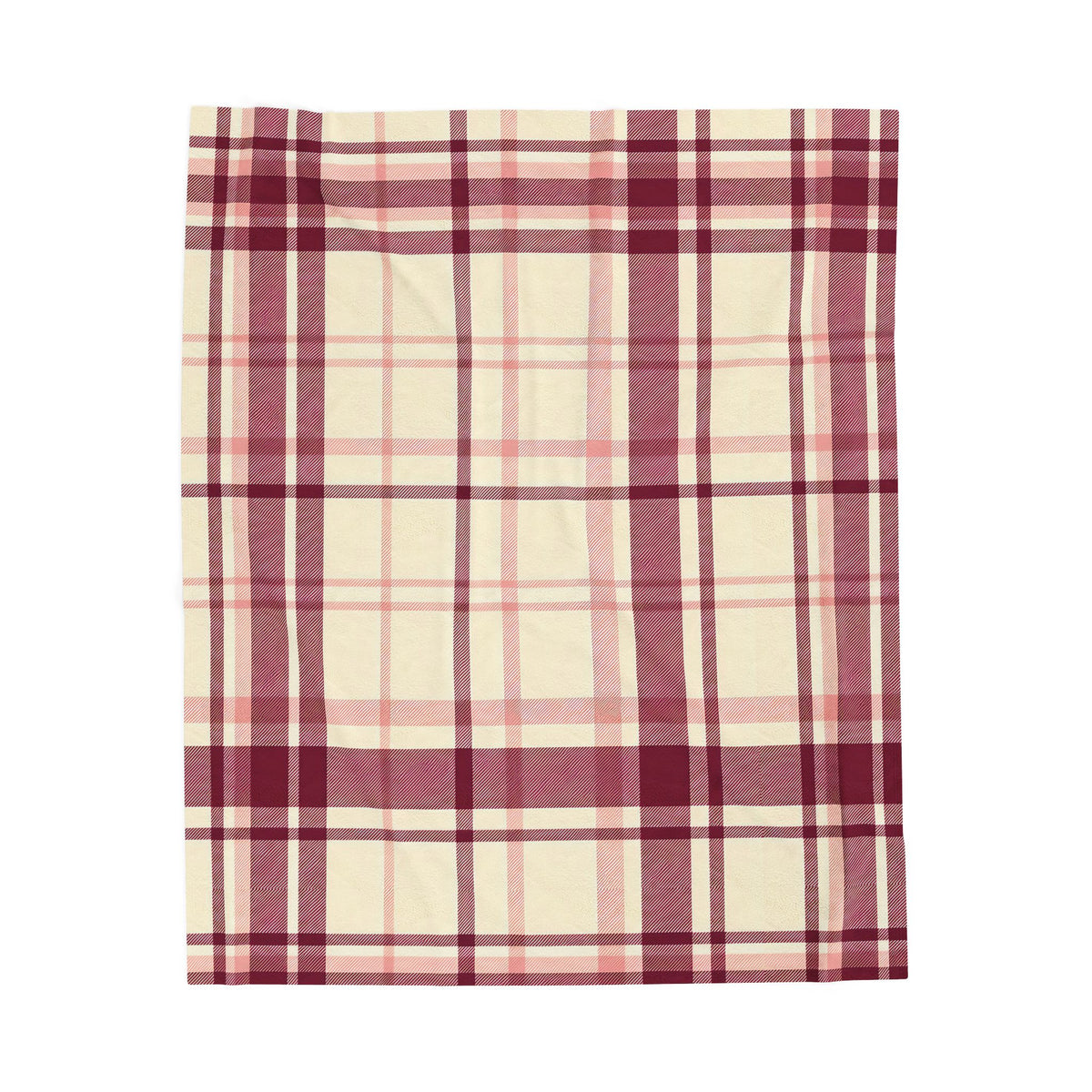 Red Plaid Plush Throw Blanket – Classic Velveteen Throw, 50 x 60 in