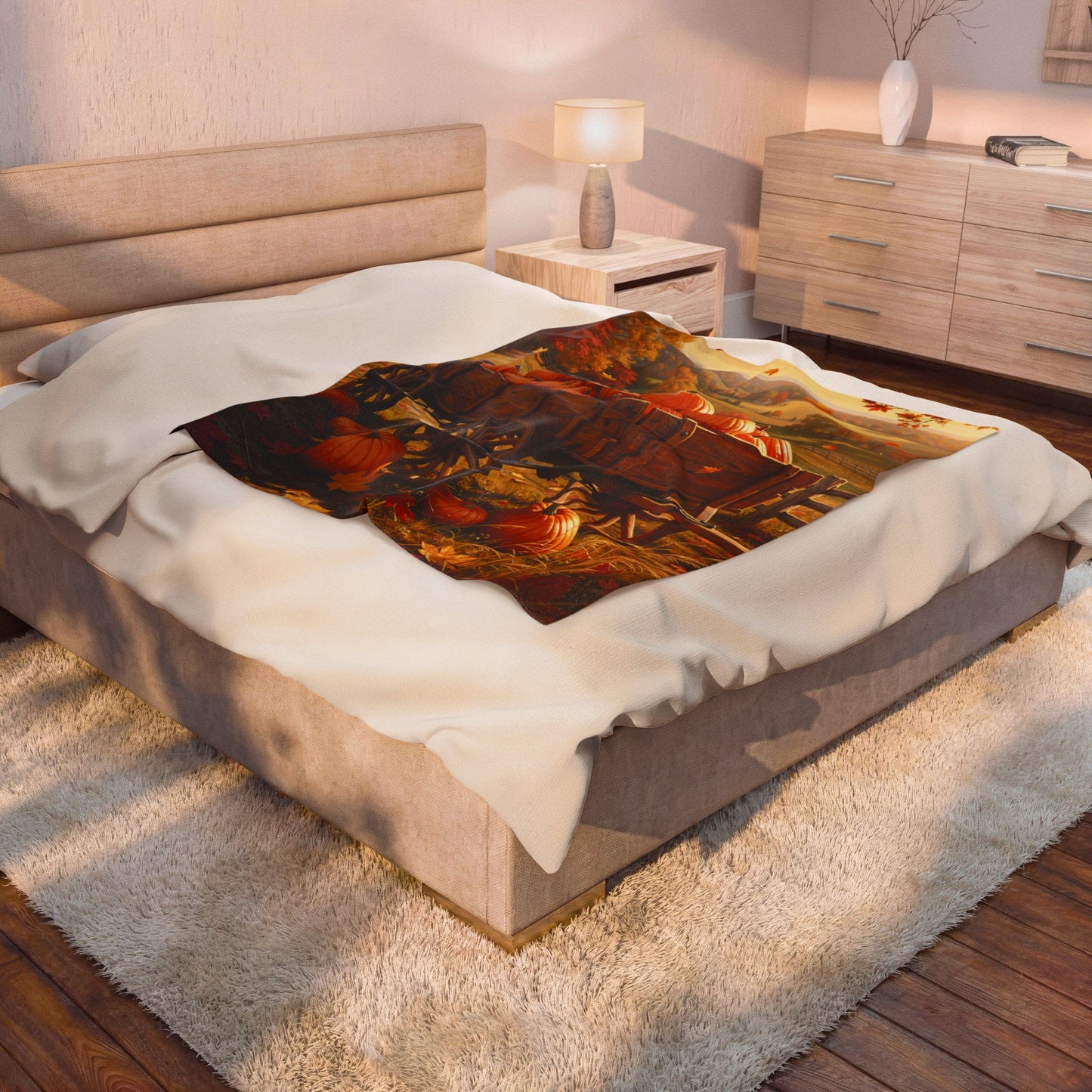 Wagon Harvest Velveteen Plush Blanket
