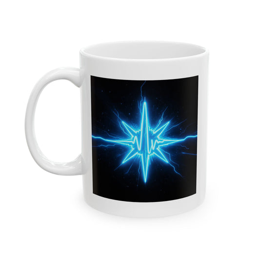 Pulse of the Brave EMT Mug – Storm Response Series – 11oz Black Ceramic Mug with Double-Sided Electric Pulse and Star of Life Design – Lair Gadgets First Responder Gift